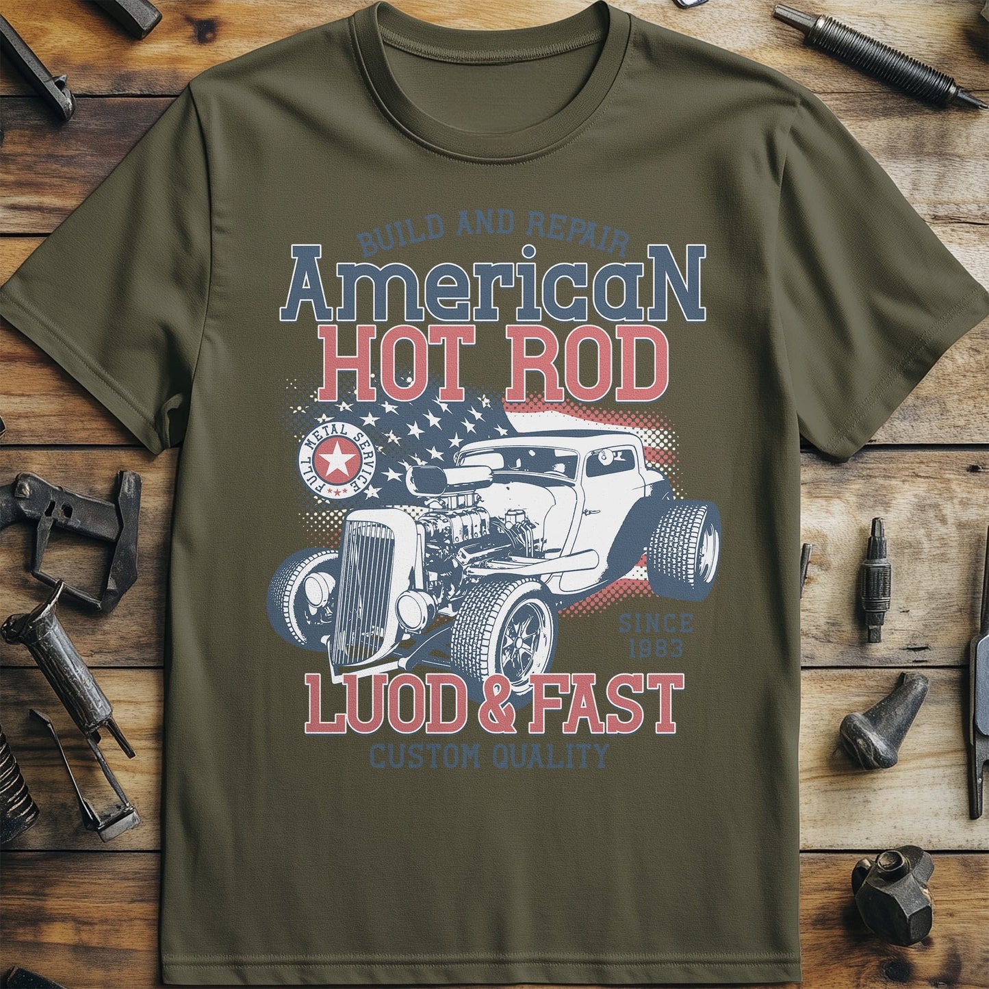 HotRod American Flag T-Shirt