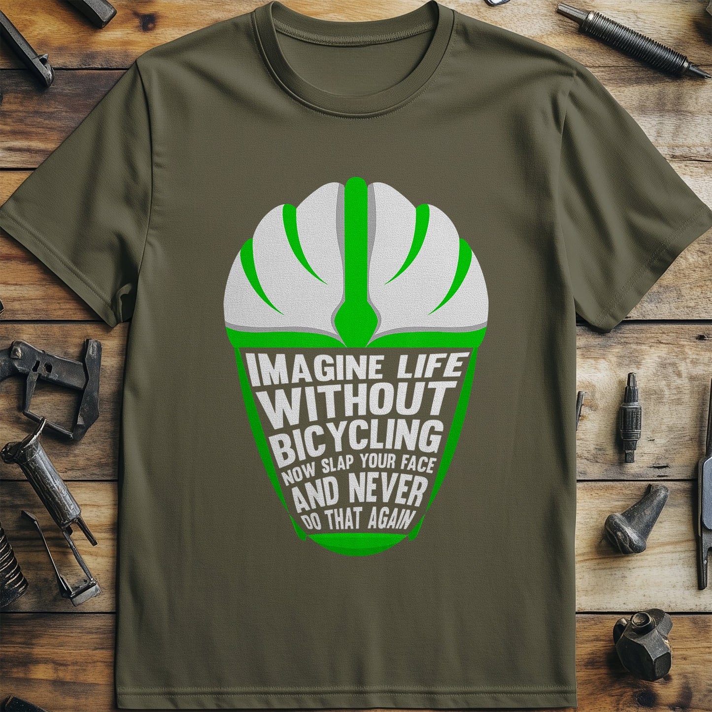 Cycling (185) T-Shirt - Helmet-Happy