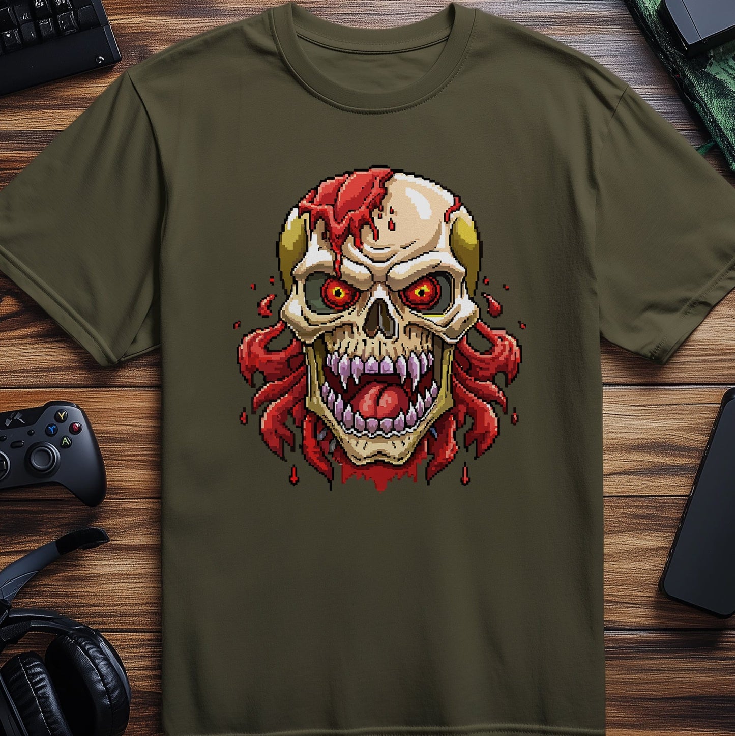 Pixel 71 T-shirt Skull with a Red Mouth