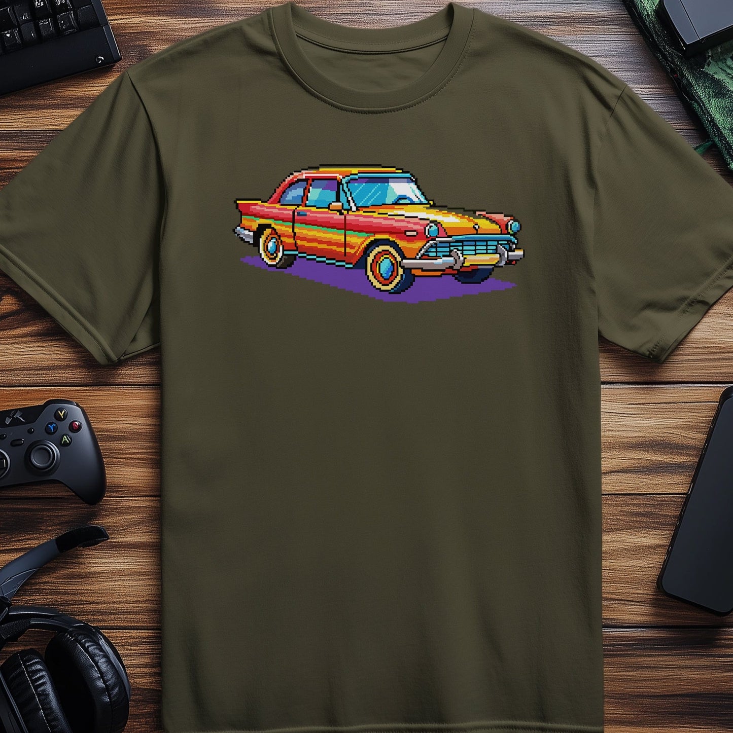 Pixel 39 Retro Car T-Shirt Road trip