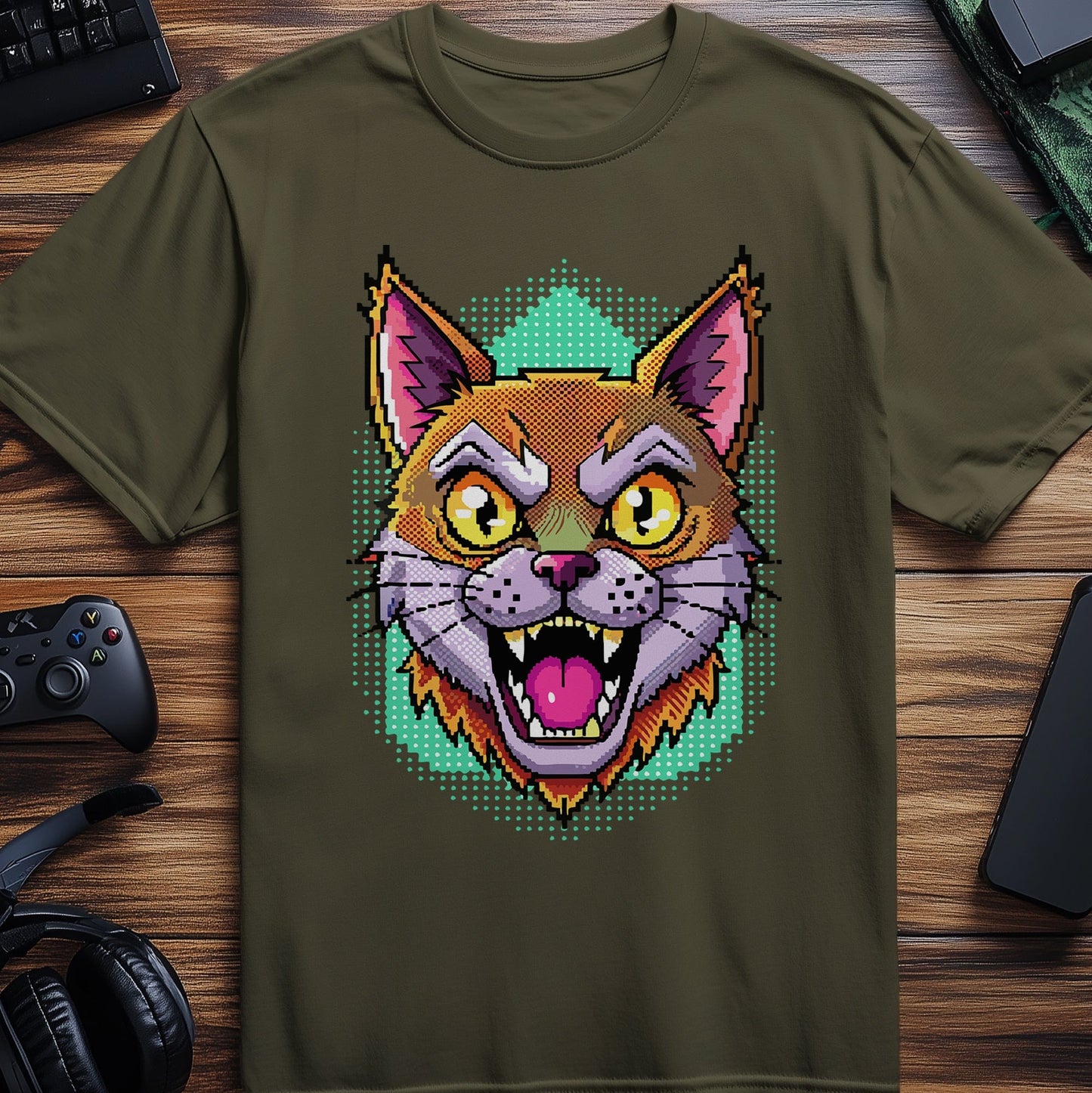 Pixel 89 Angry Cat T-shirt