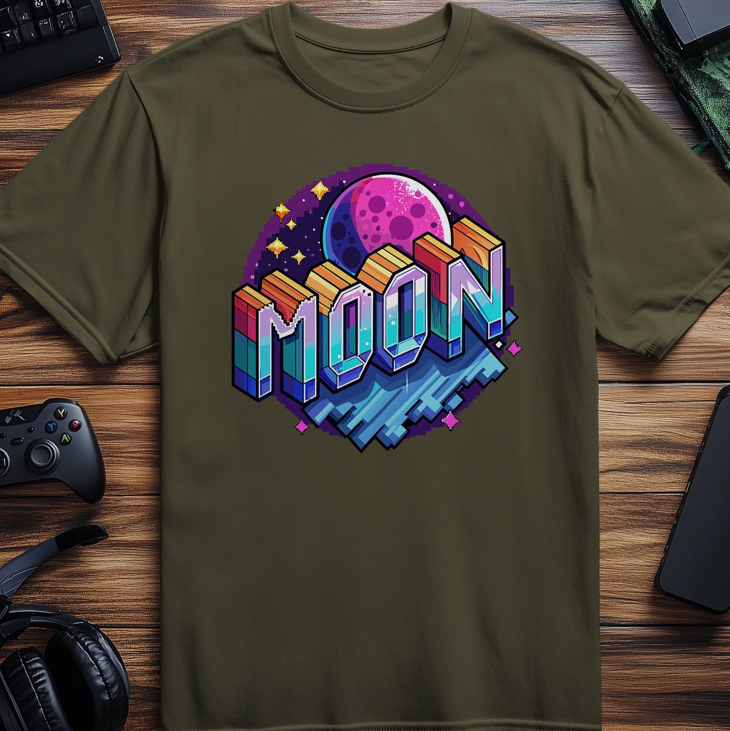 Pixel 20 T-shirt  Retro Pixelated Moon