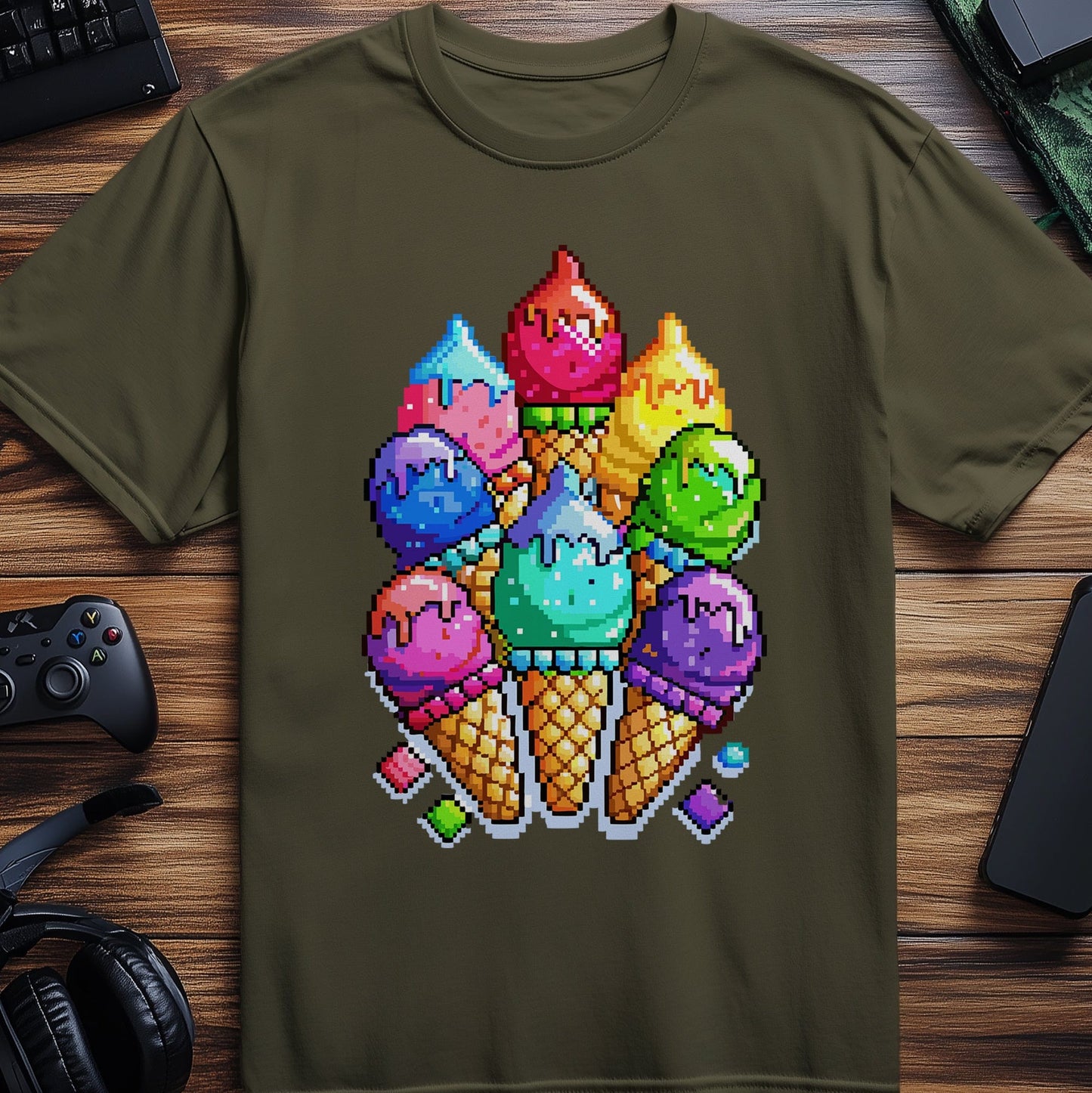 Pixel 51 t-shirt  ice cream cones.