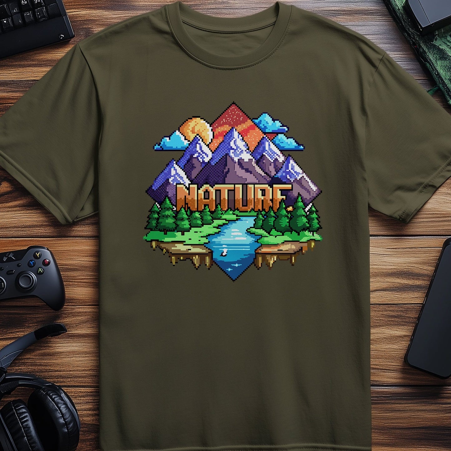 Pixel 100 T-shirt Retro Mountain