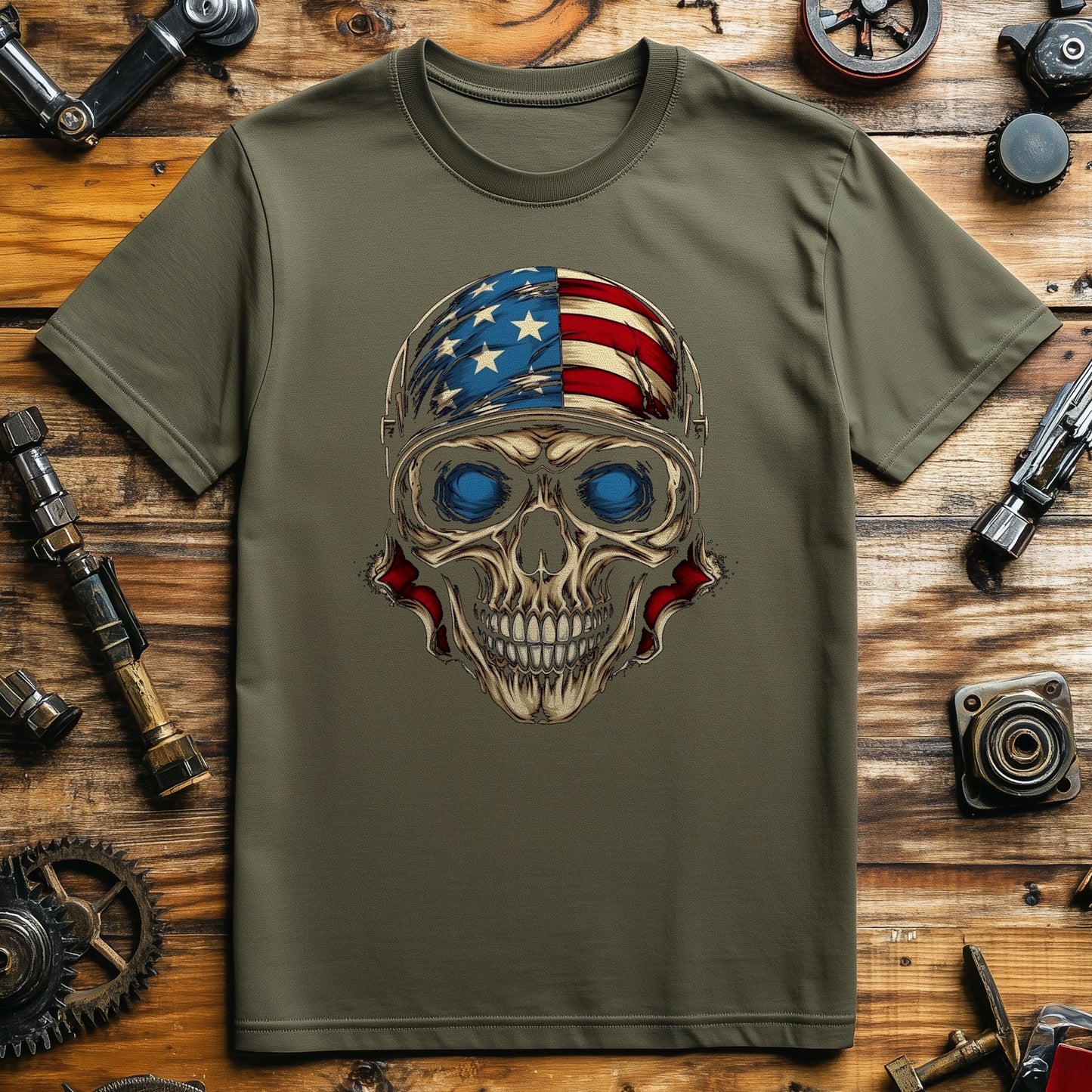 USA Biker Skull T-Shirt - Unleash