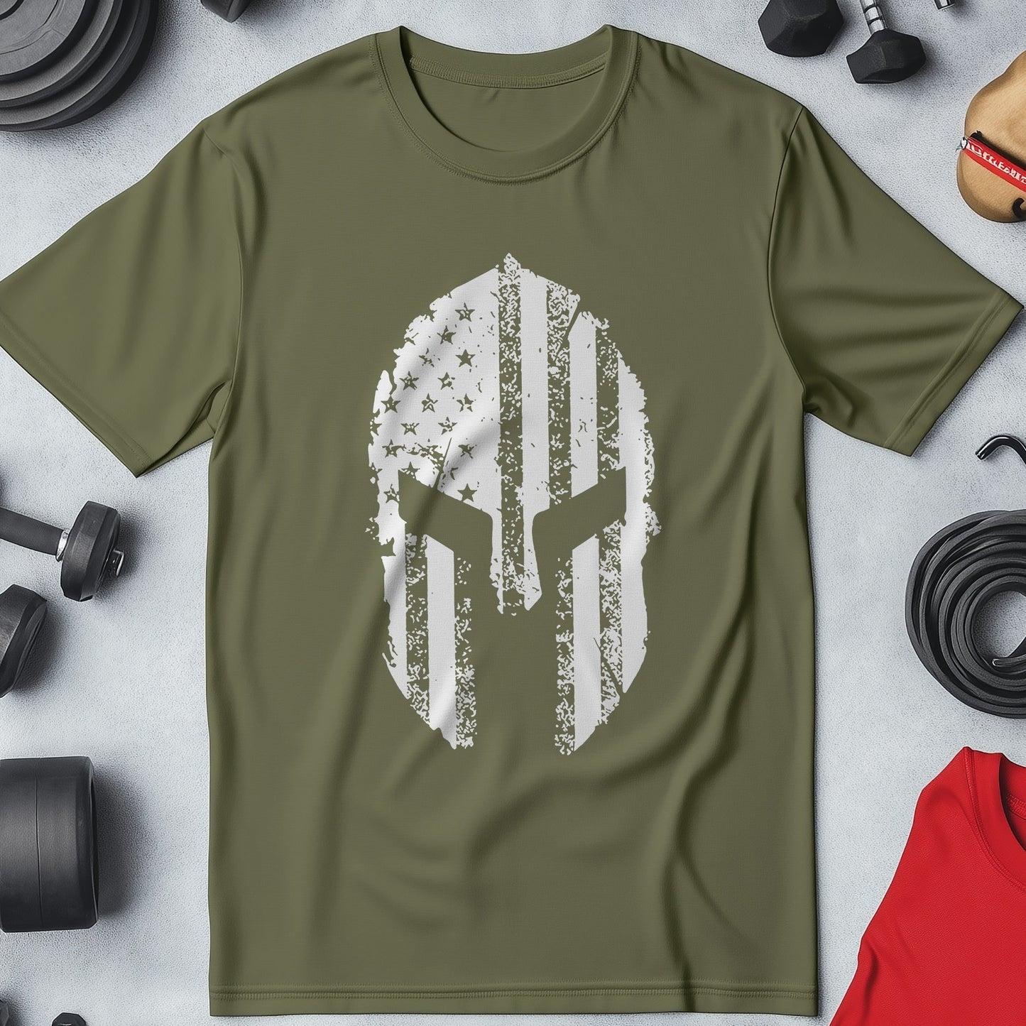 Spartan Helmet USA Flag T-shirt -