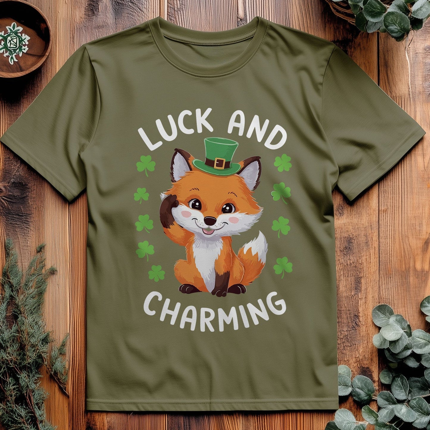 Fox in Shamrock Hat T-Shirt