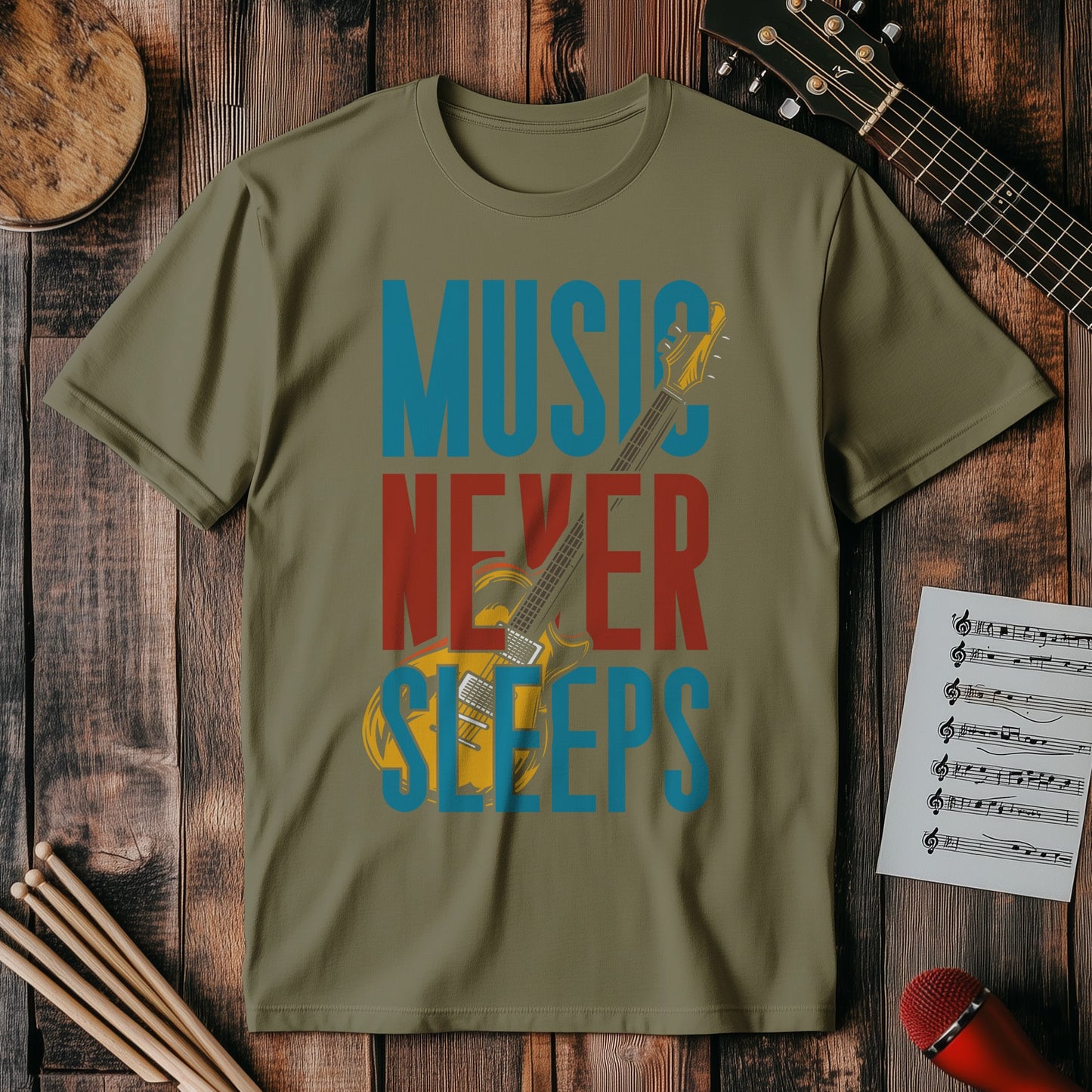 Music Never Sleeps t-shirt - For the