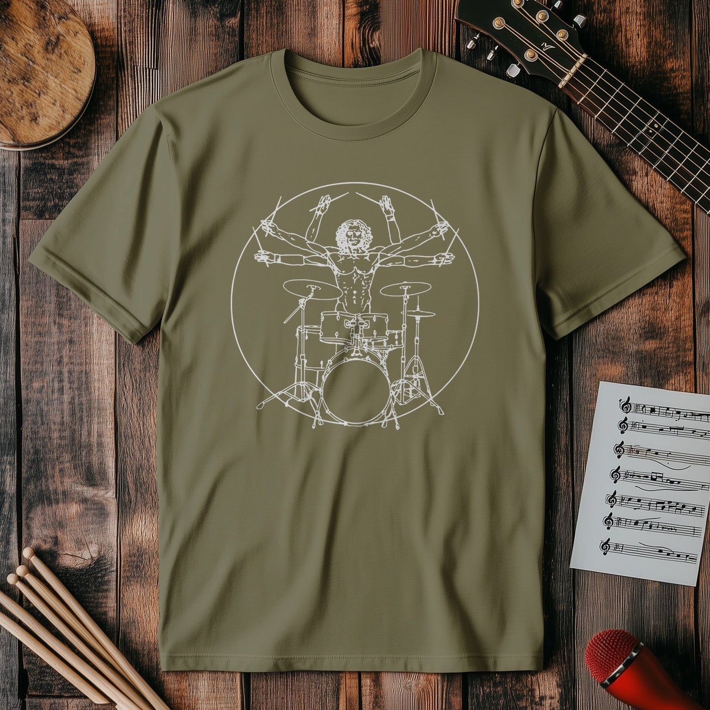 Vitruvian Drummer T-Shirt - Beat the