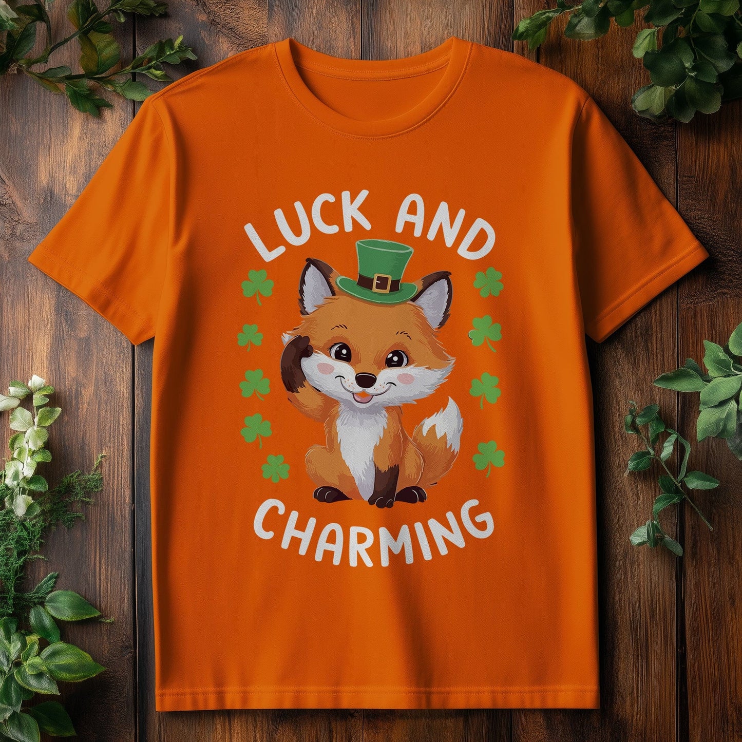 Fox in Shamrock Hat T-Shirt
