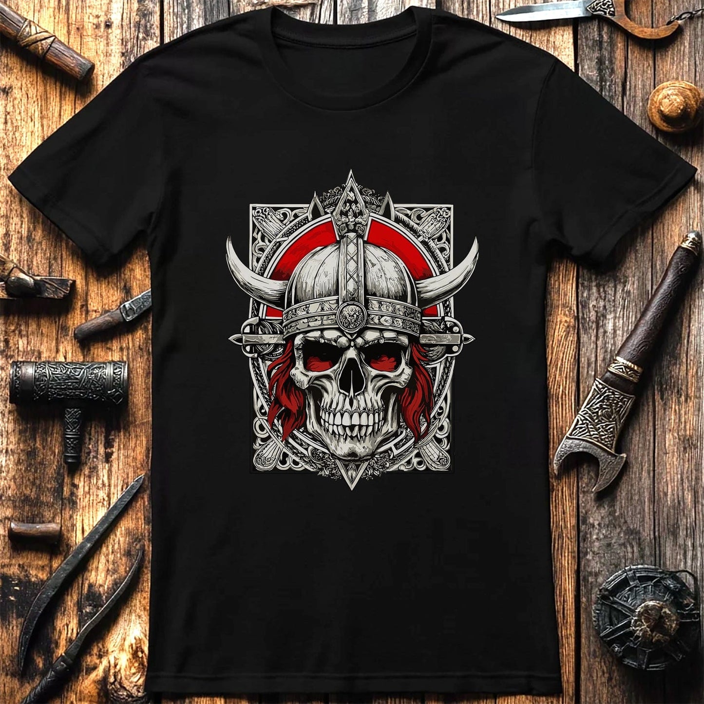 Vikings Nordic24 T-Shirt  Warrior! Skull Design