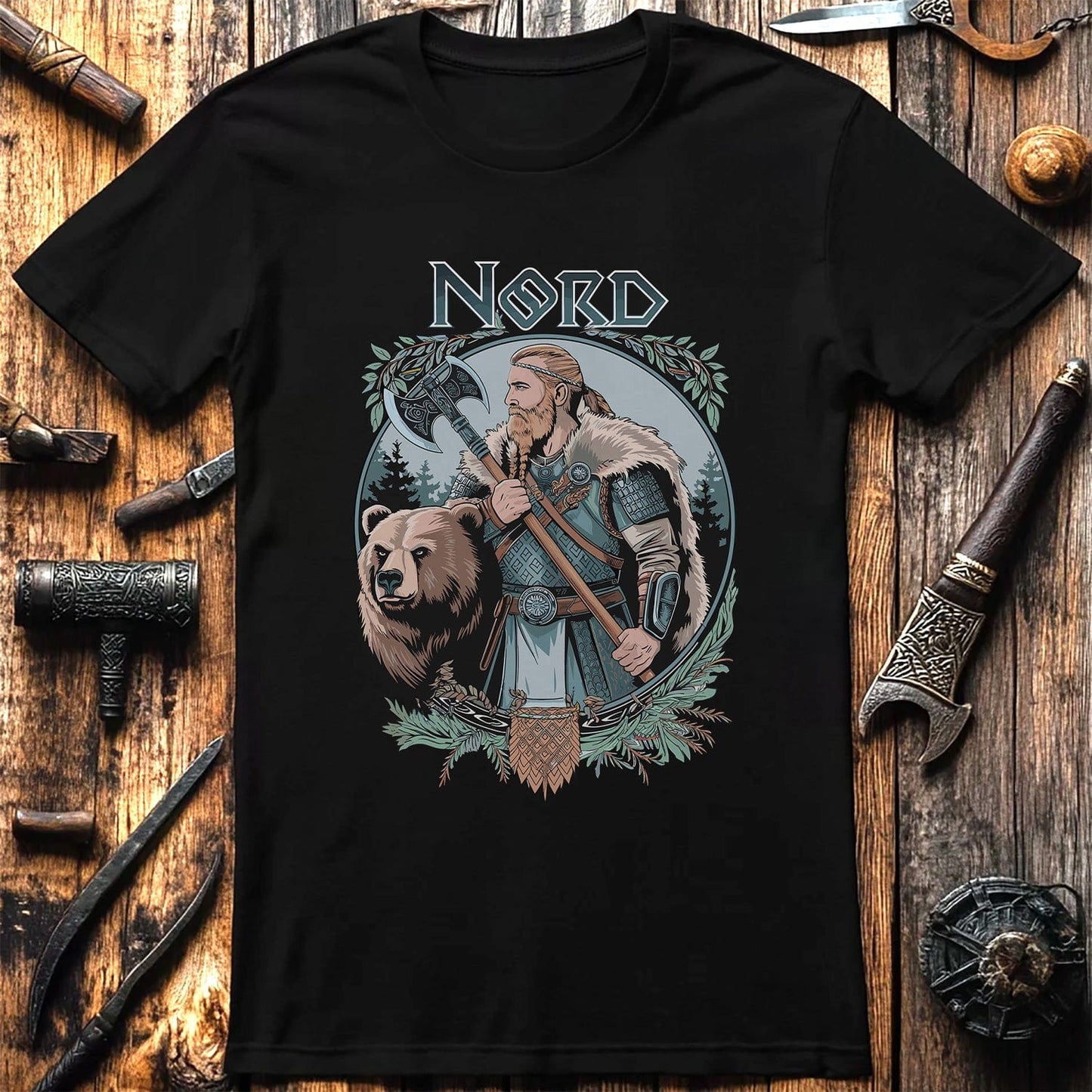 Vikings Nordic39 T-Shirt Norse warrior with bear