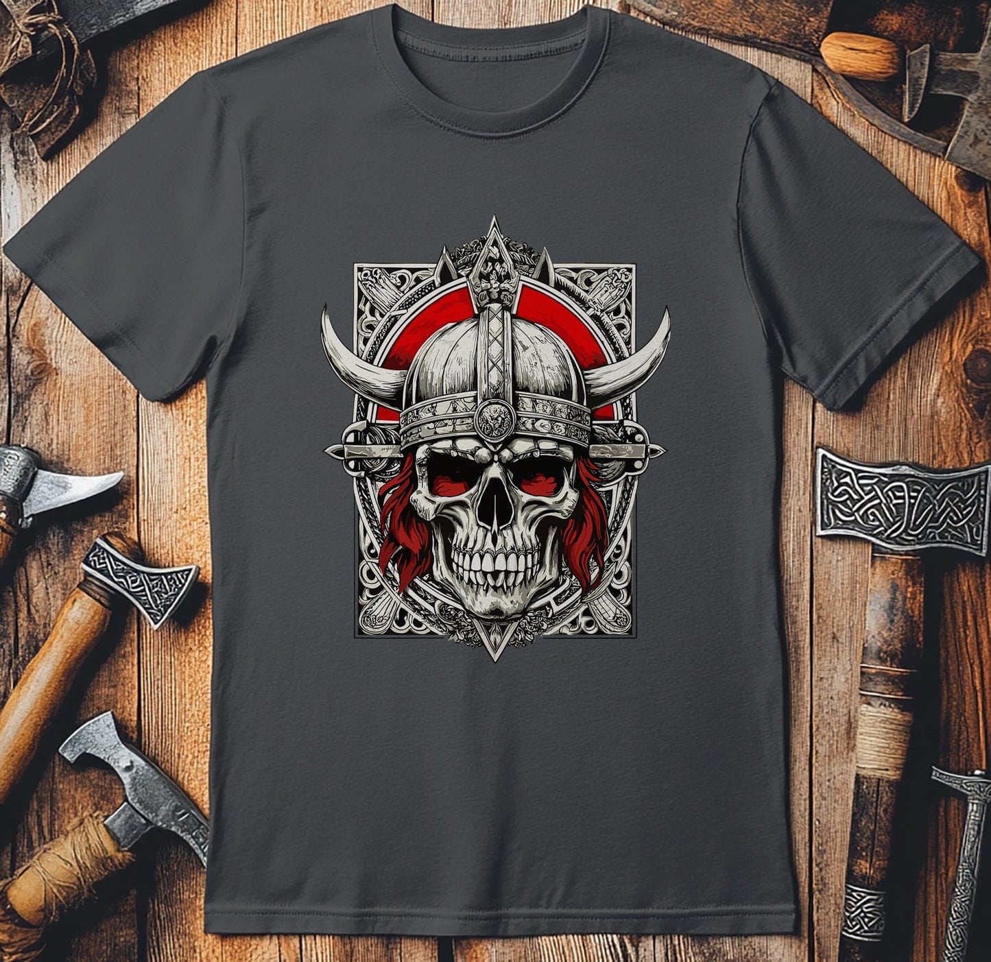 Vikings Nordic24 T-Shirt  Warrior! Skull Design