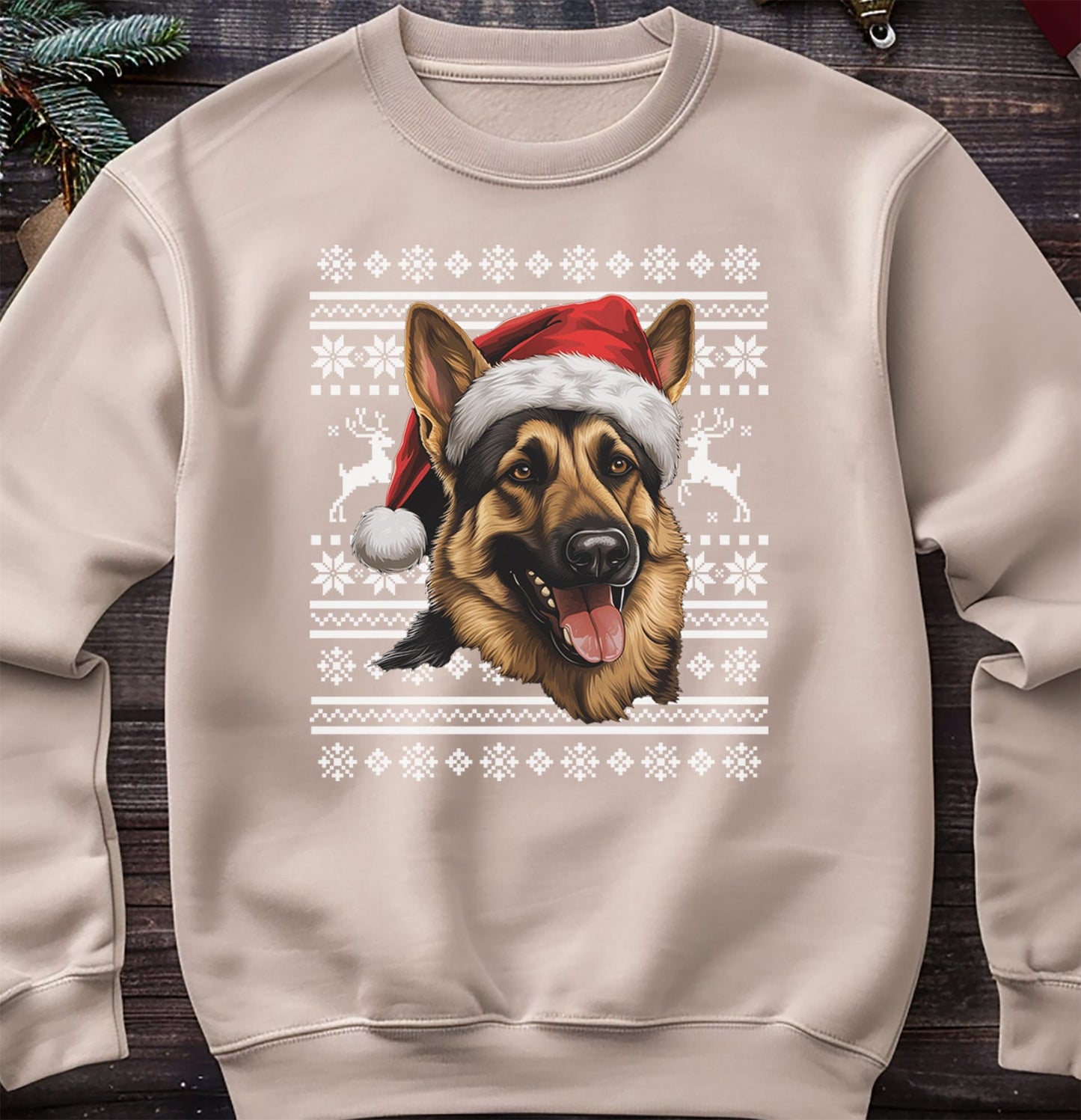German Shepherd Santa Hat Sweatshirt