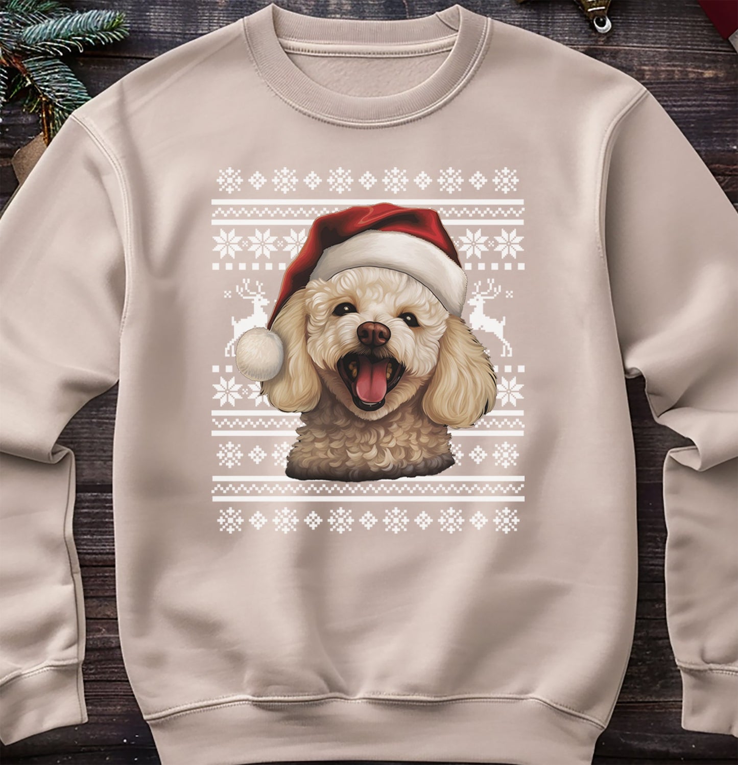 Poodle Dog Santa Hat Sweatshirt