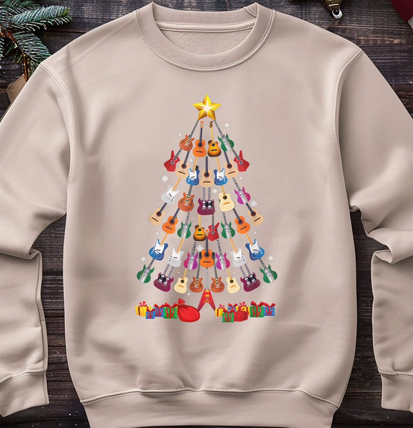 Jingle Bells & Rock 'n' Roll: Guitar Christmas Tree Sweatshirt