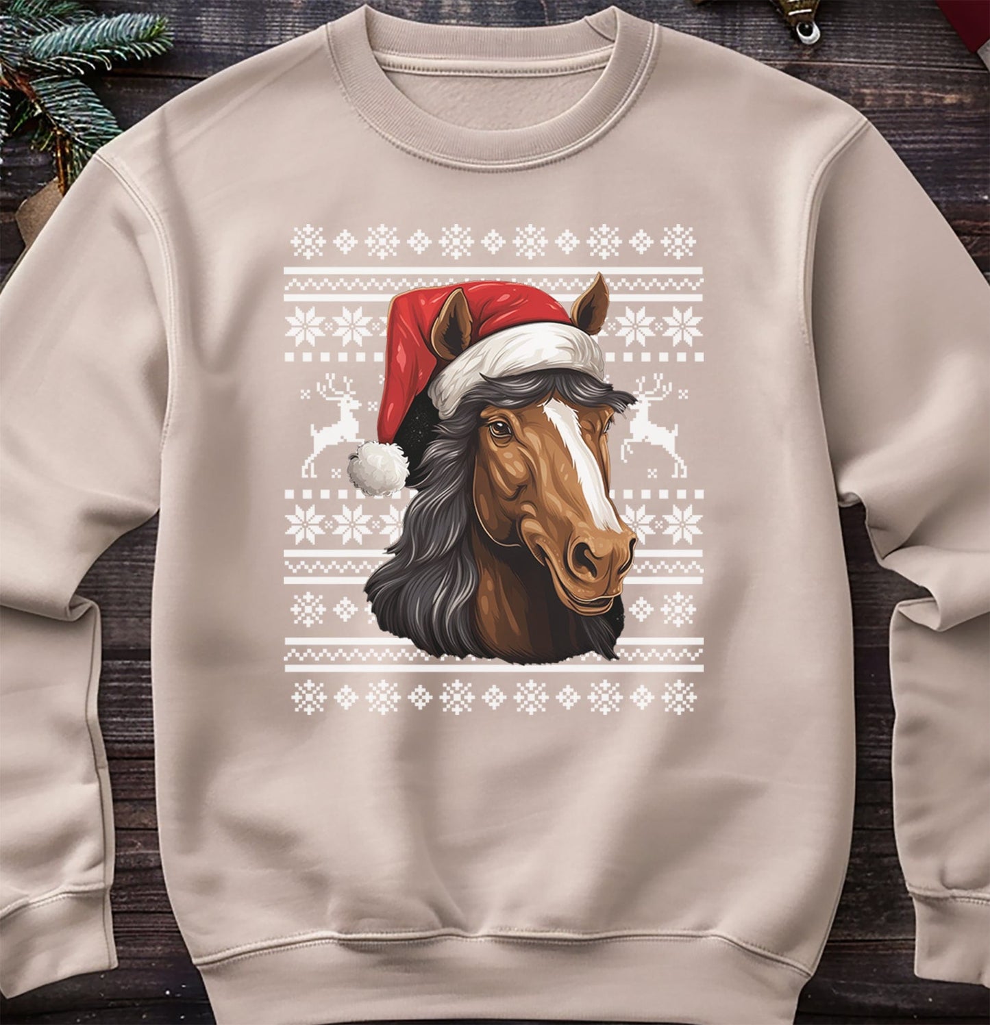 Horse Santa Hat Sweatshirt