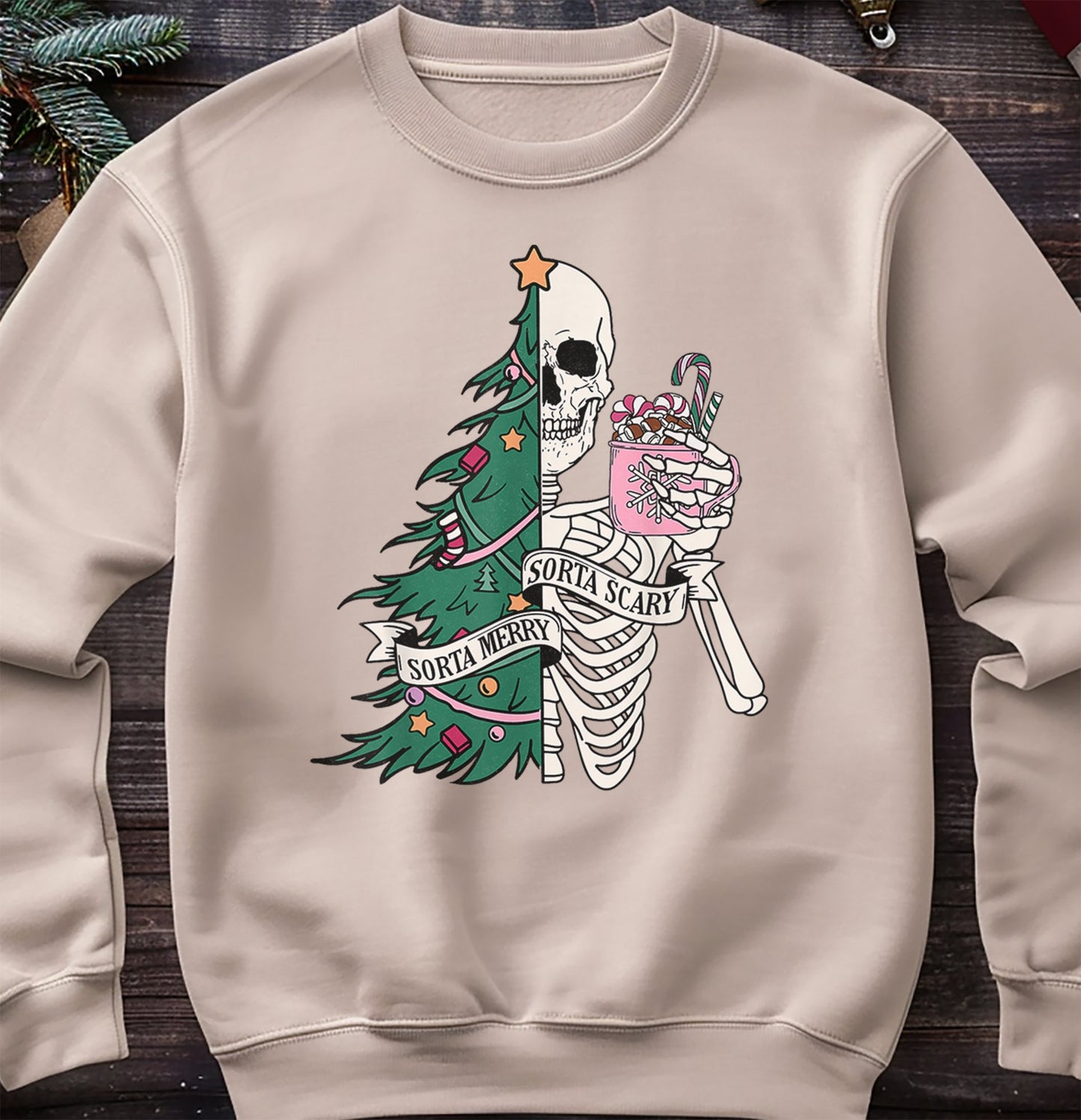 Sorta Merry, Sorta Scary Skeleton Sweatshirt