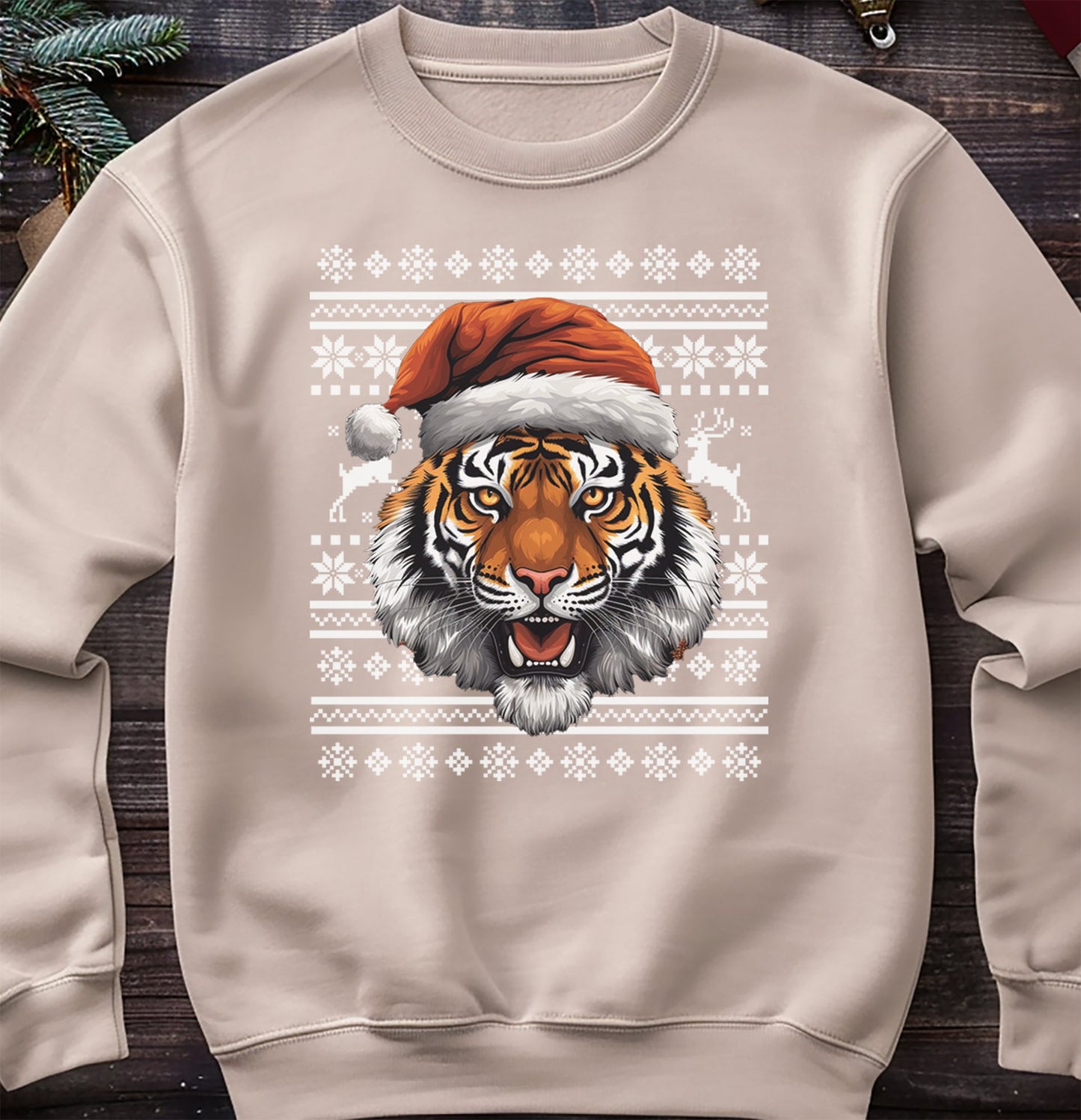 Tiger Santa Hat Sweatshirt