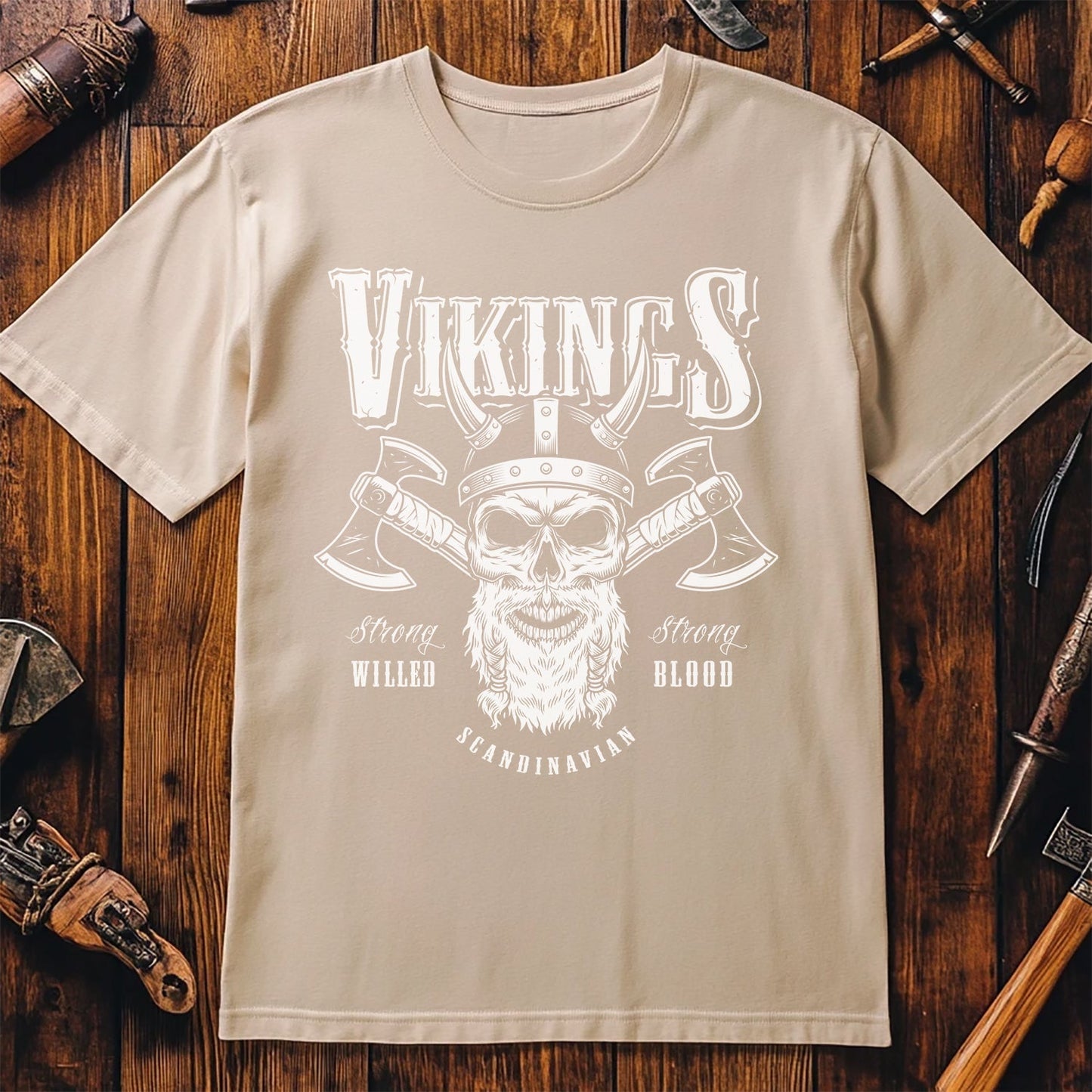 Vikings Bearded Skull Axes T-shirt