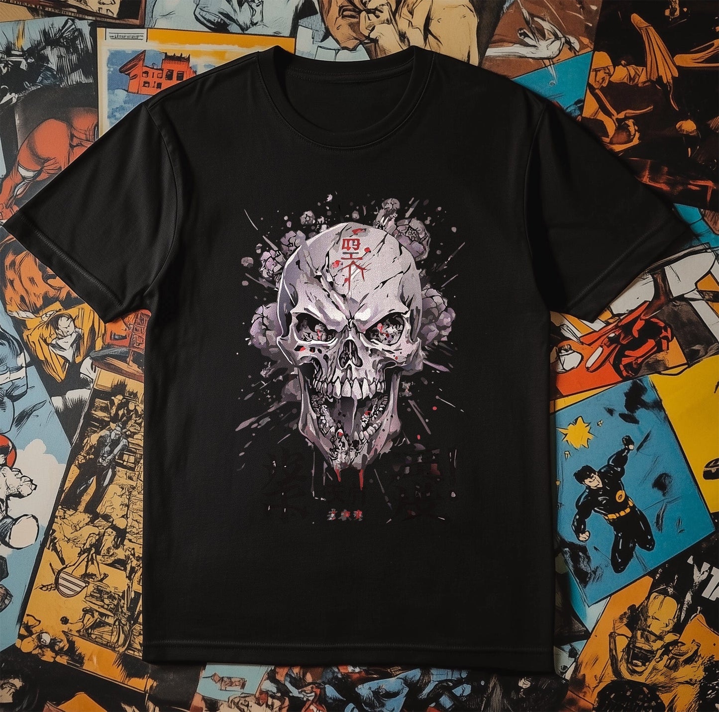 Japanese Grey Skull T-Shirt