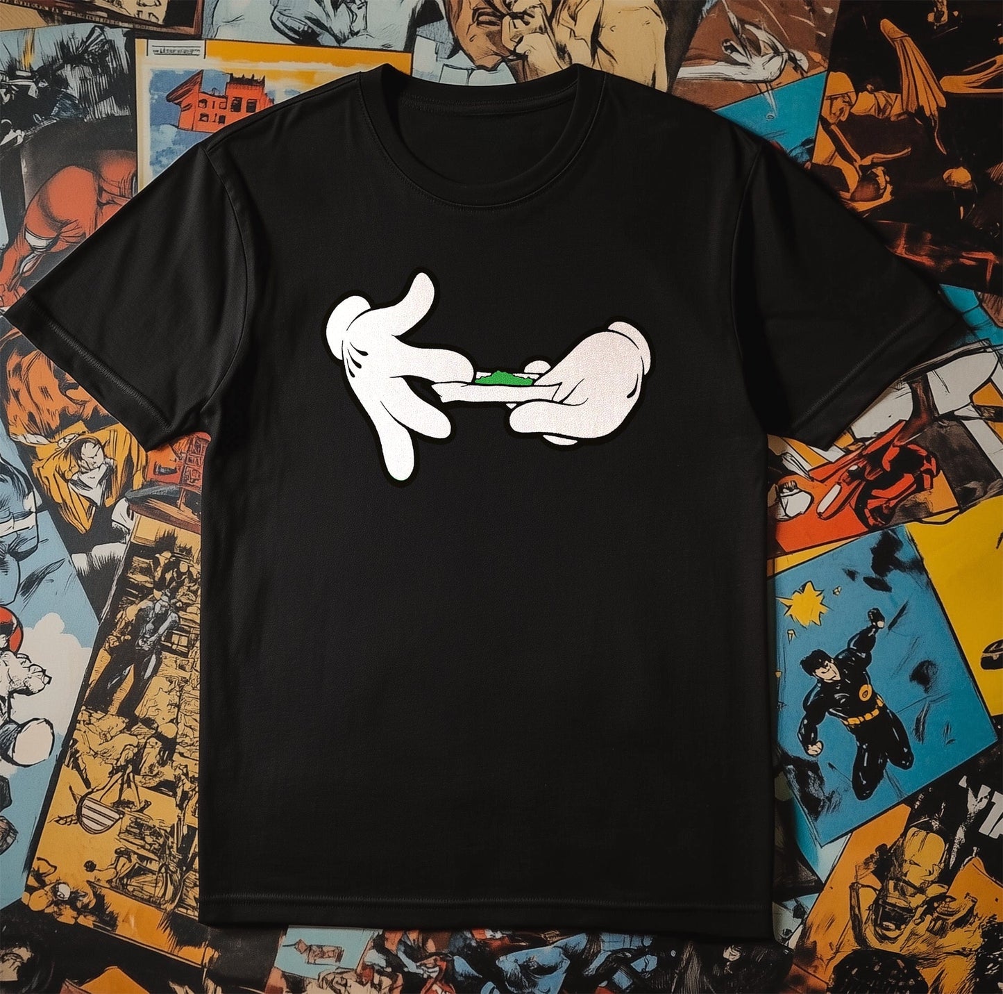 Cartoon Gloves Rolling Joint T-Shirt