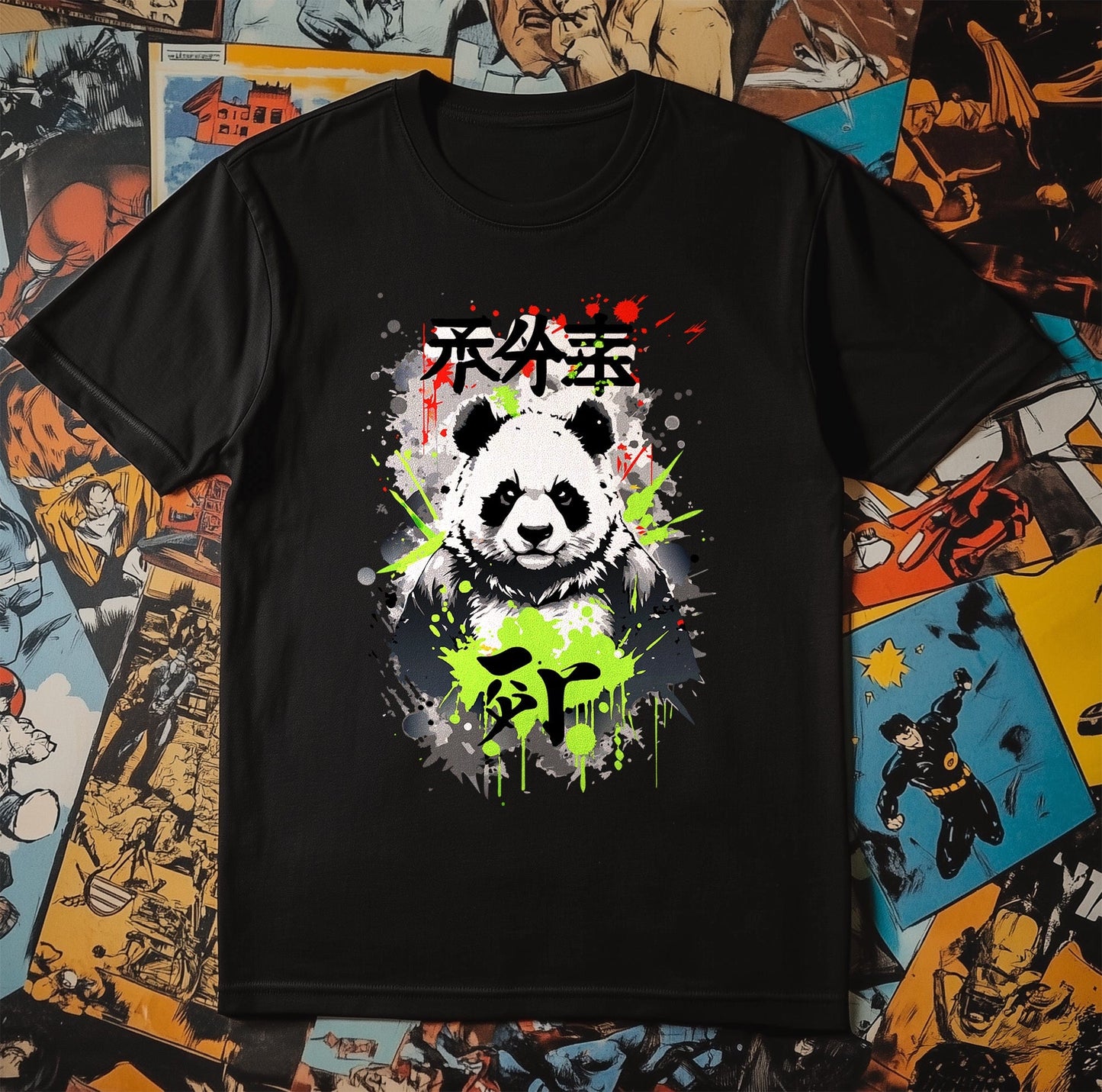 Ink Splatter Panda Anime T-Shirt