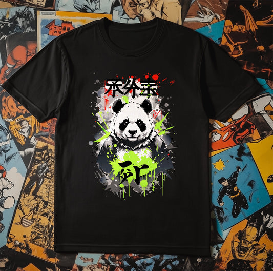 Ink Splatter Panda Anime T-Shirt