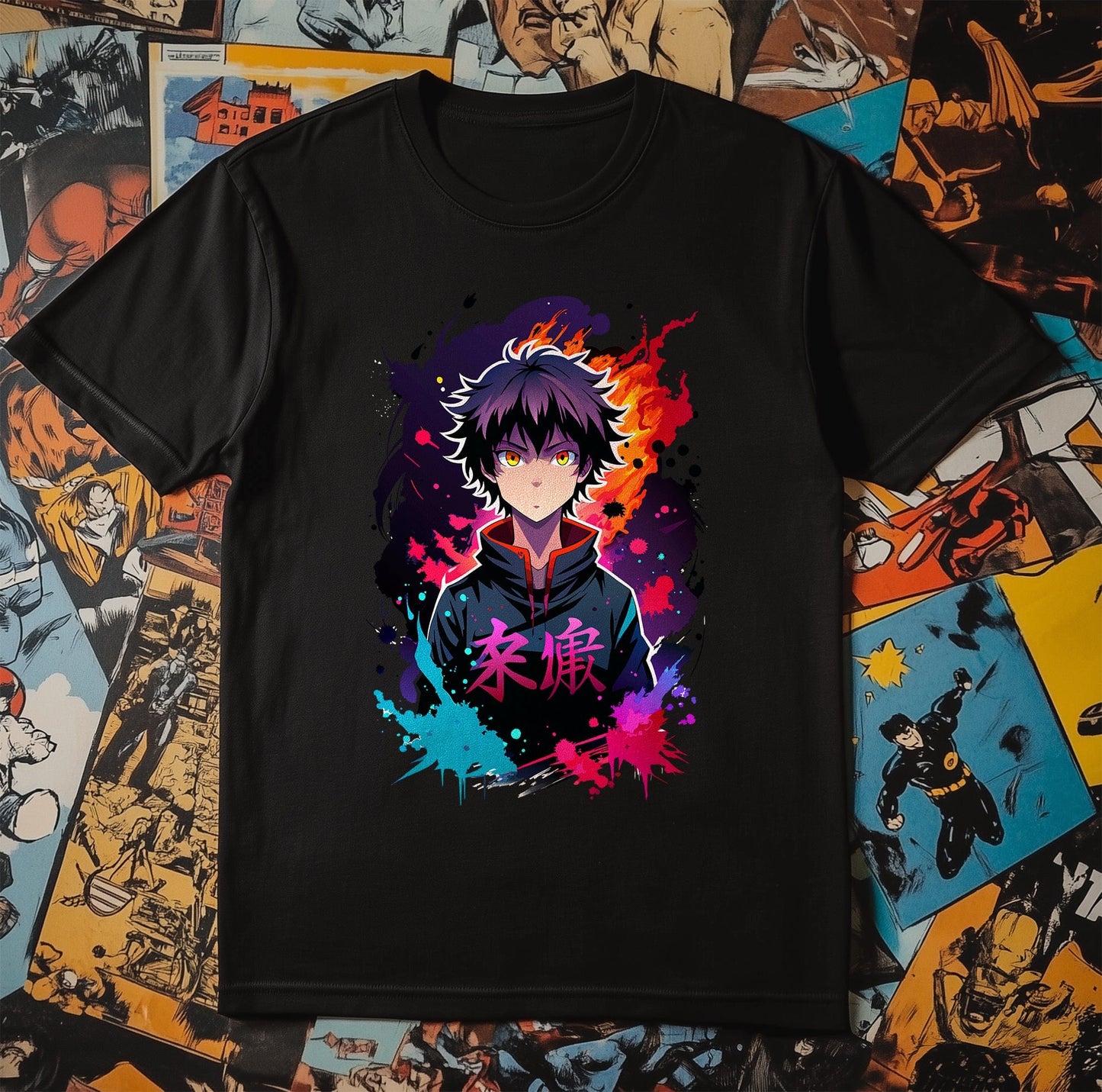 Ink Splat Anime Boy T-Shirt