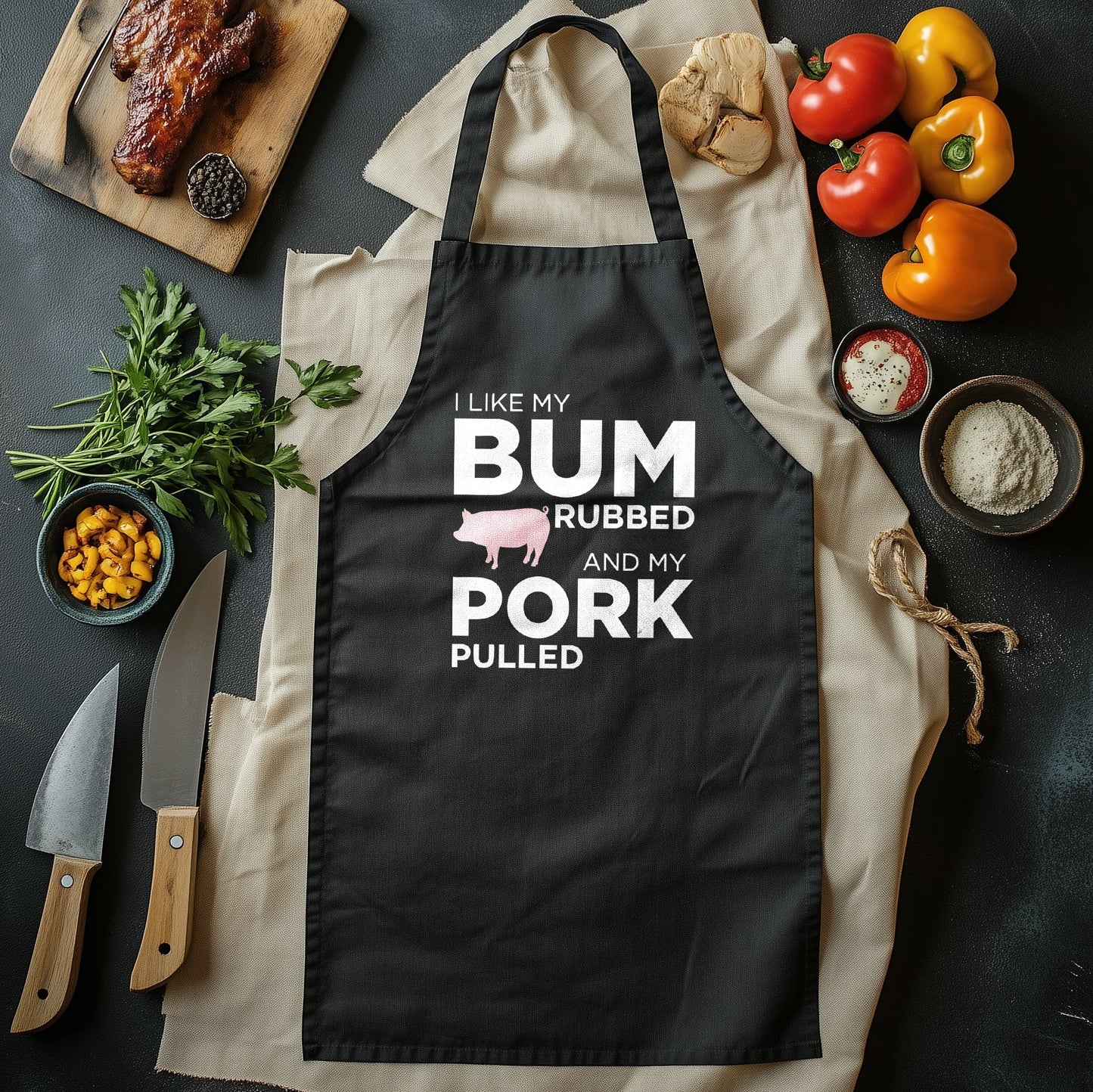 Bum Rubbed T-Shirt - Hilariously Delicious! Porky Pig with Knife, Unisex Cotton Tee, Perfect for Chefs with a Sense of Humor!