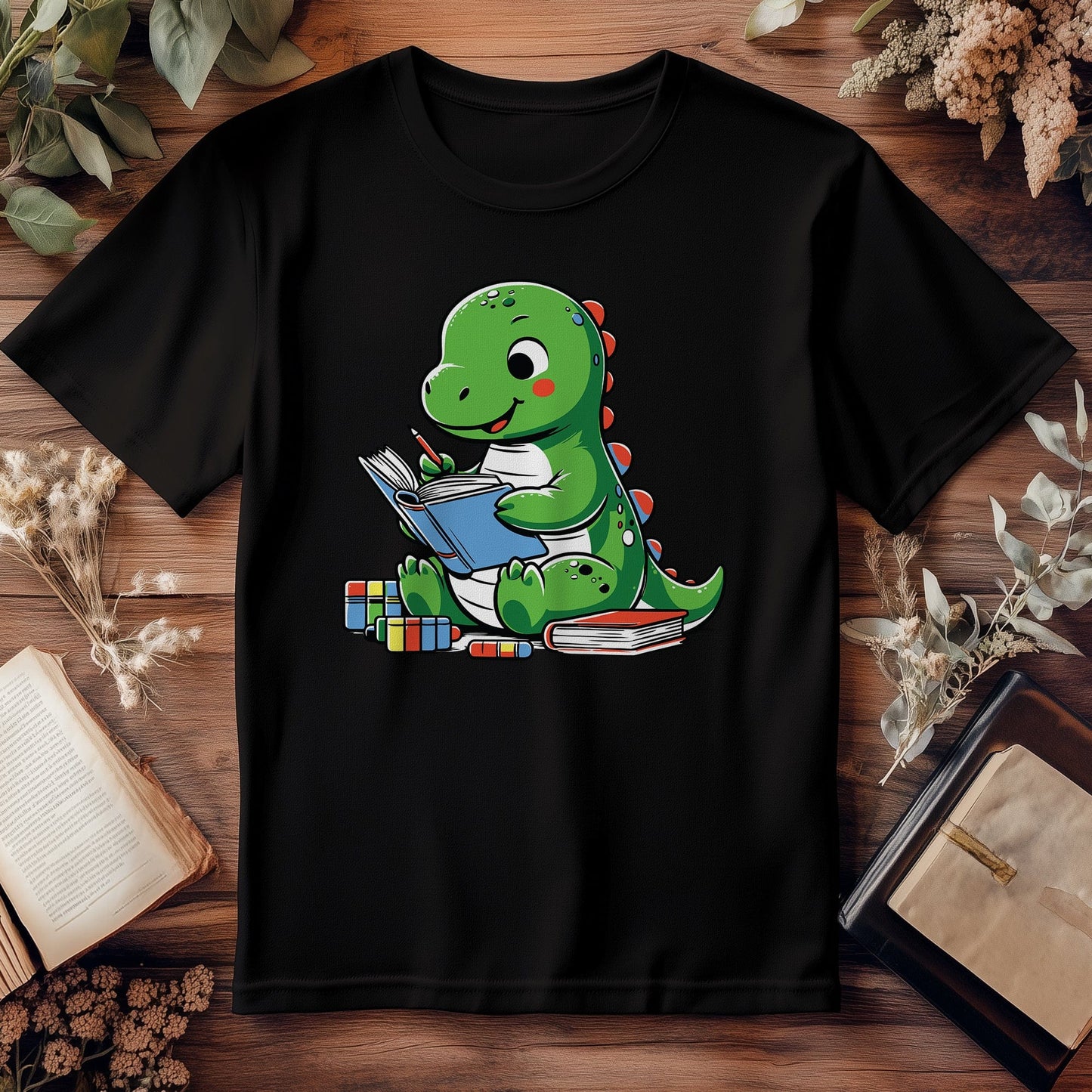 Cute Dino Reading T-Shirt