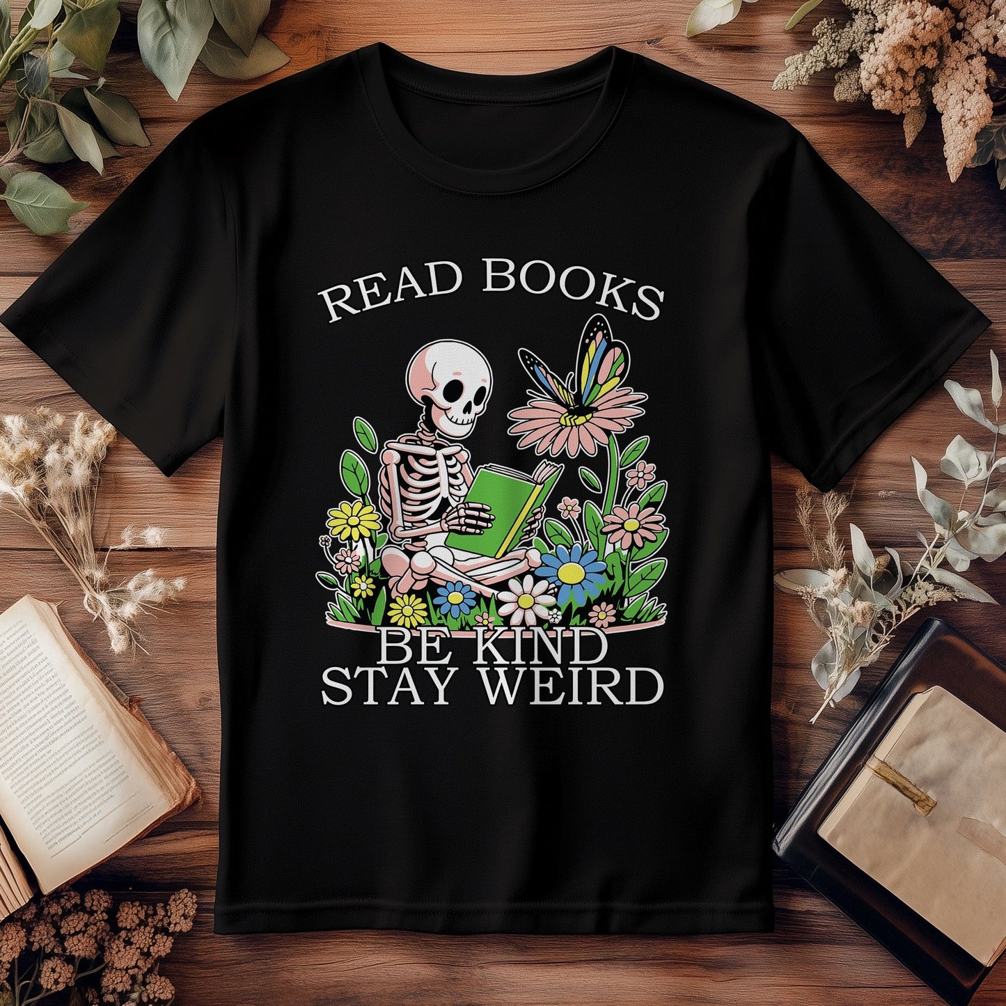 Read Books Be Kind Skeleton T-Shirt