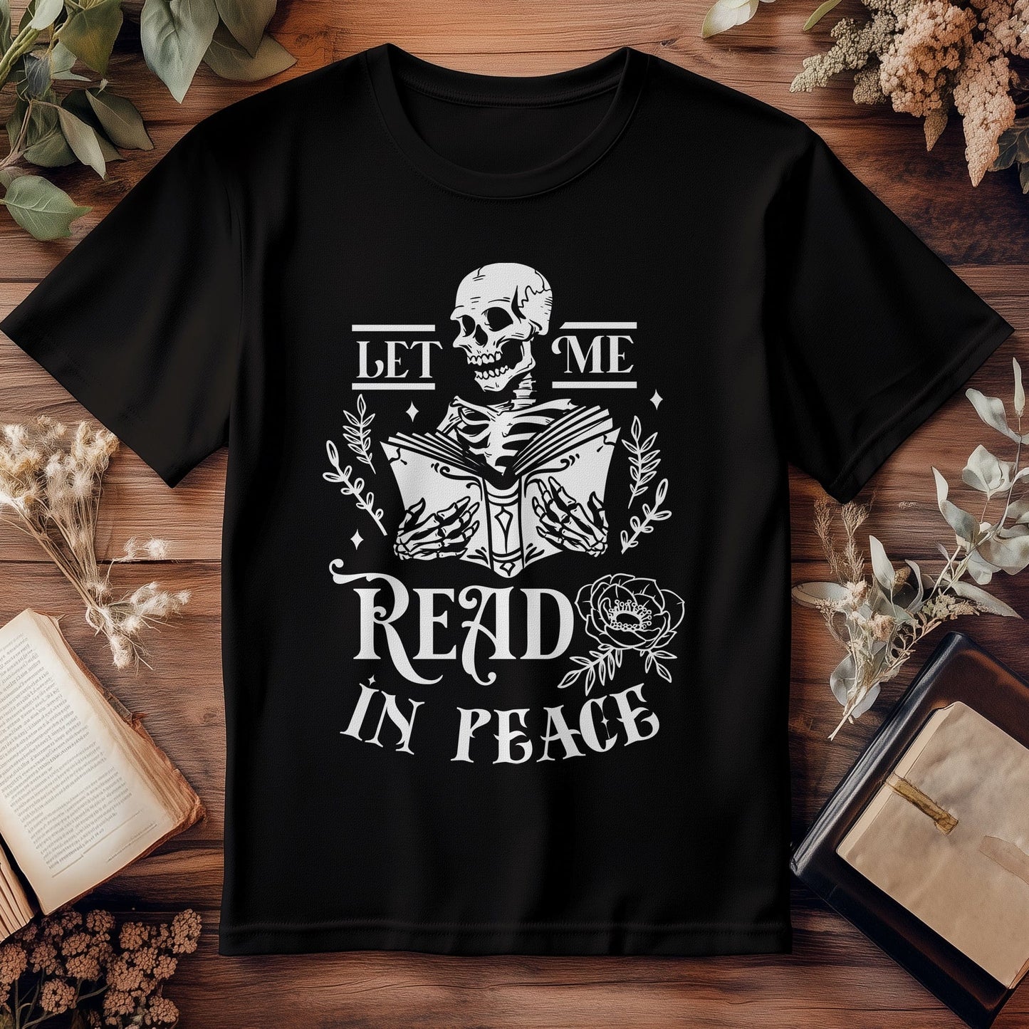 Let Me Read WH - Skeleton Reading T-Shirt