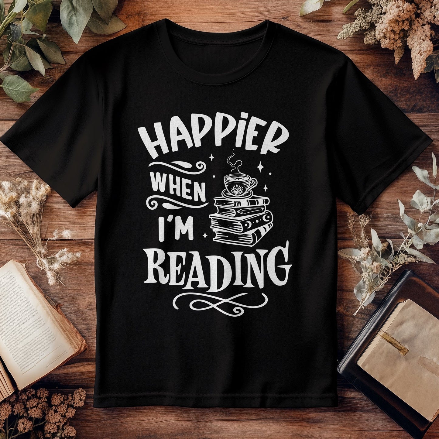 Happier When Im Reading T-Shirt Style001