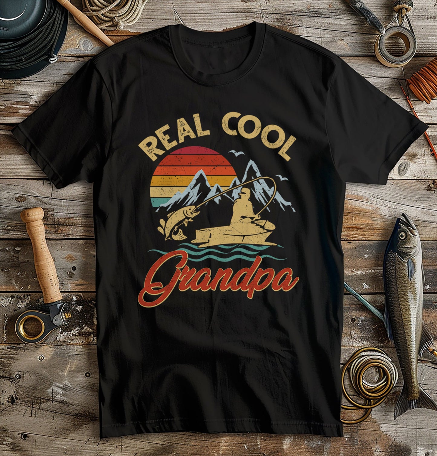 Real Cool Grandpa Fishing T-Shirt