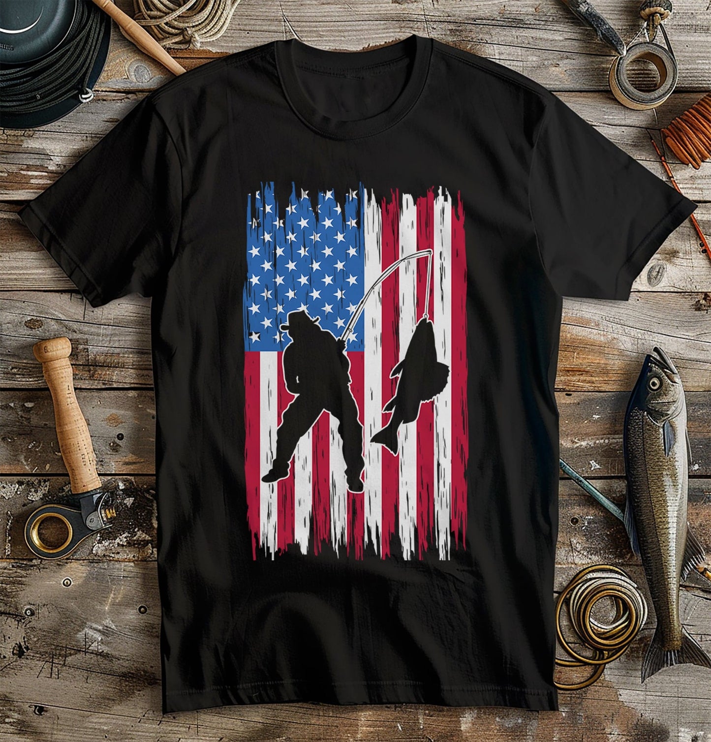 Fishing USA Flag T-Shirt