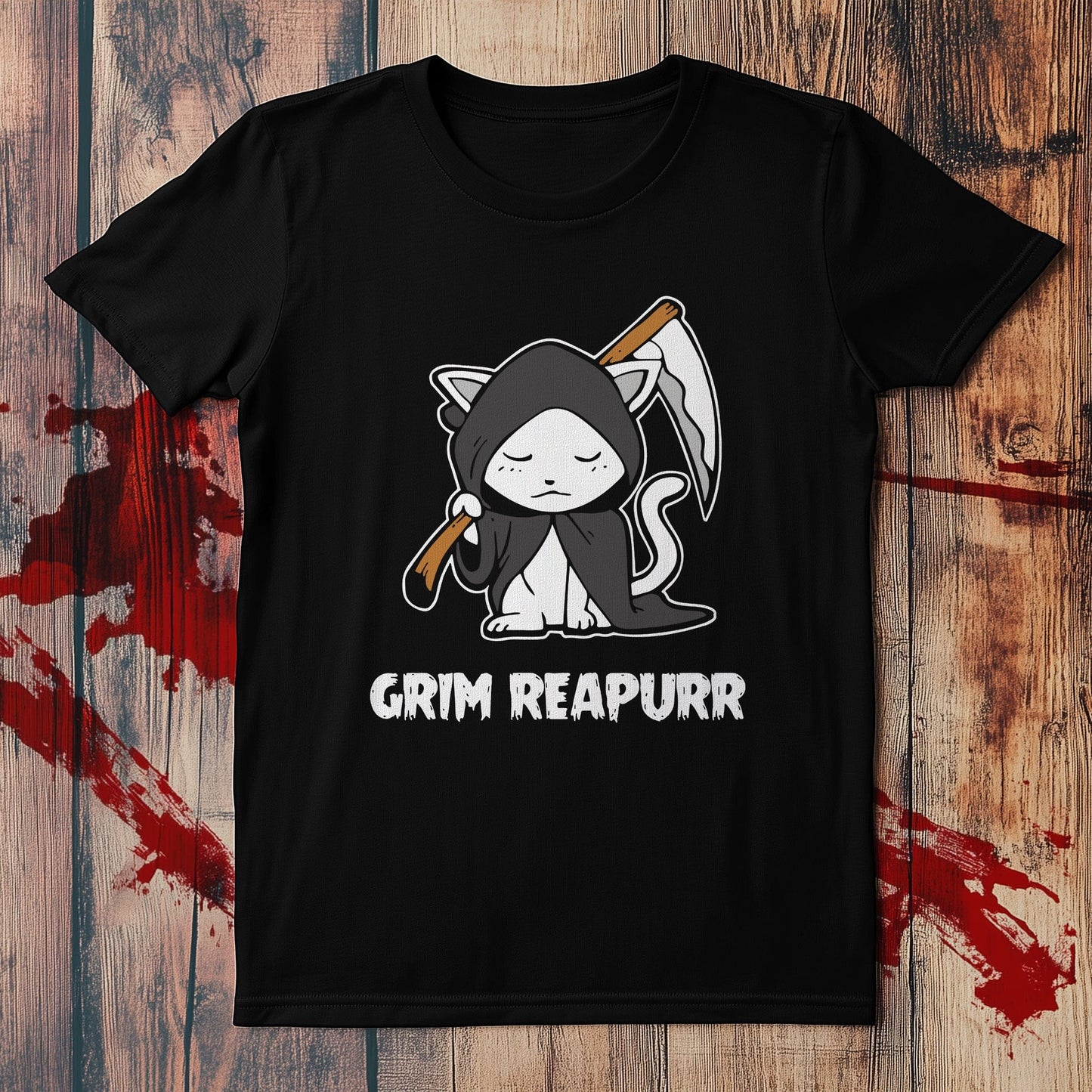 Grim Reapurr Cat Scythe T-Shirt