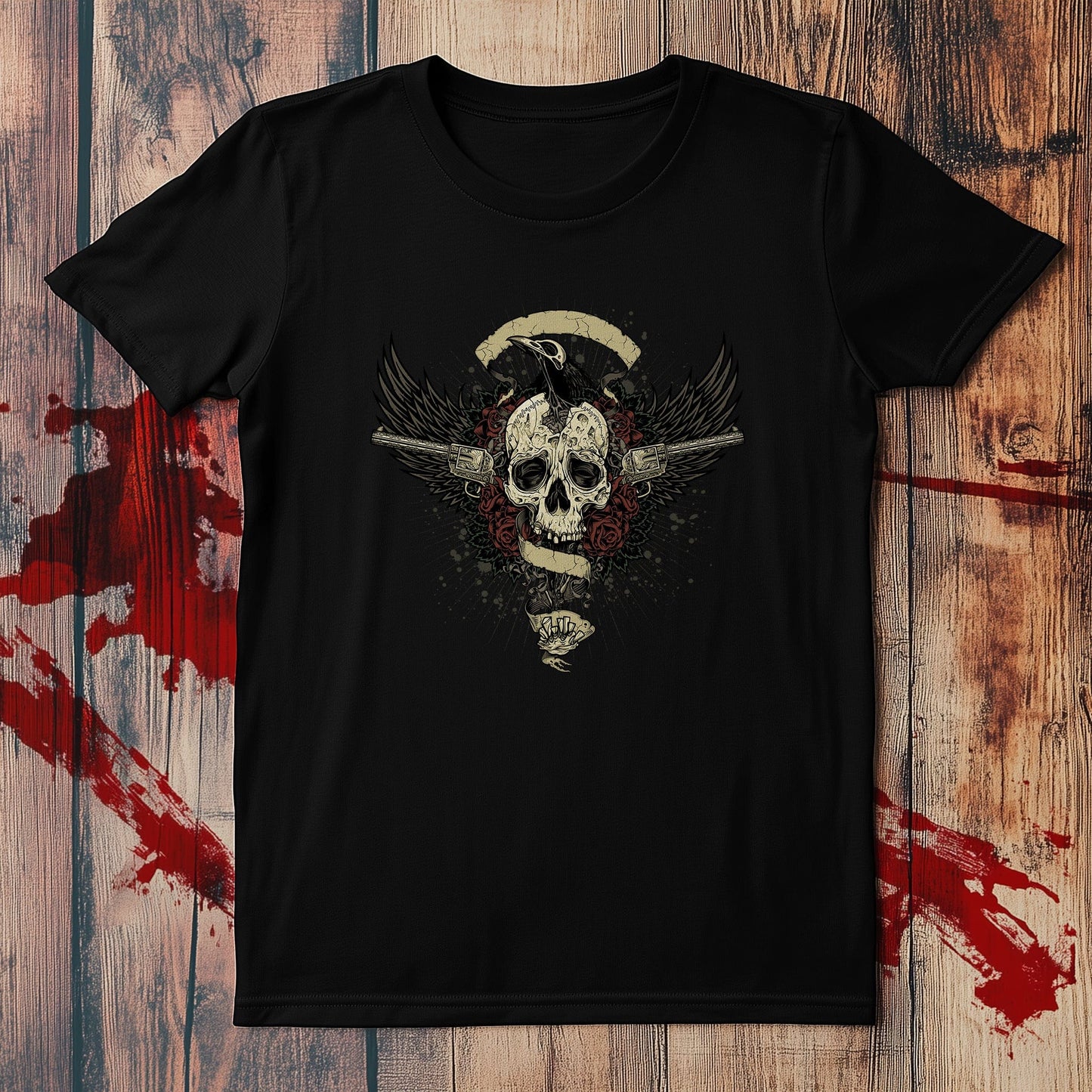 Gun Skull crow T-Shirt