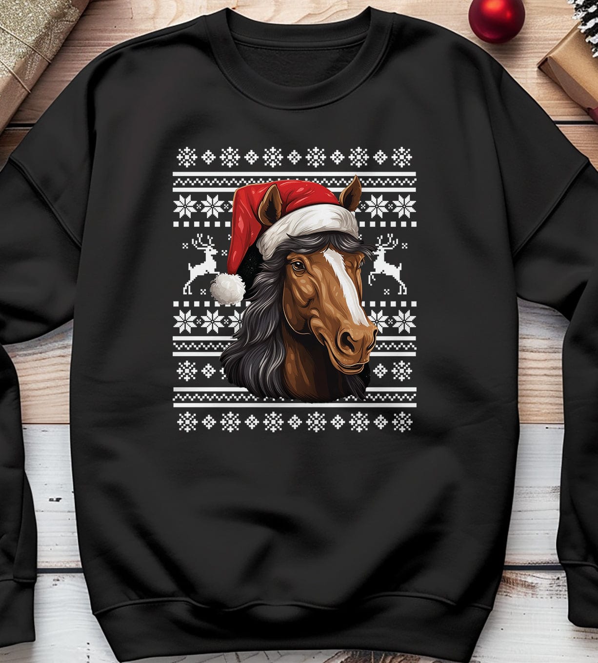 Horse Santa Hat Sweatshirt