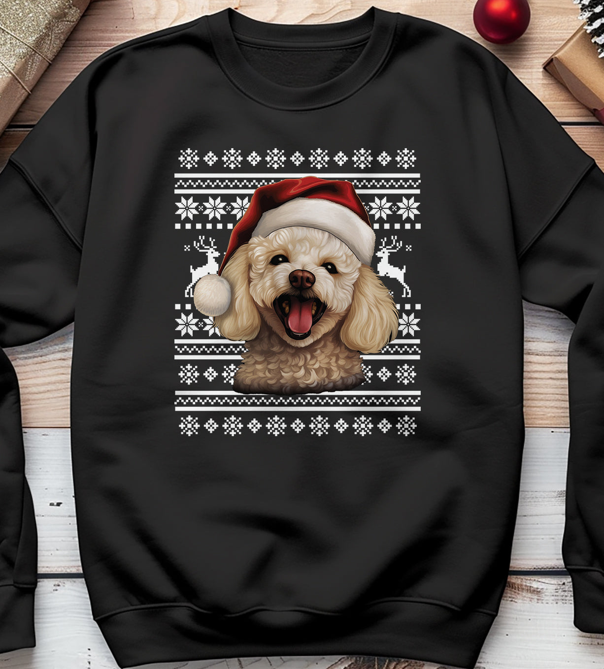 Poodle Dog Santa Hat Sweatshirt