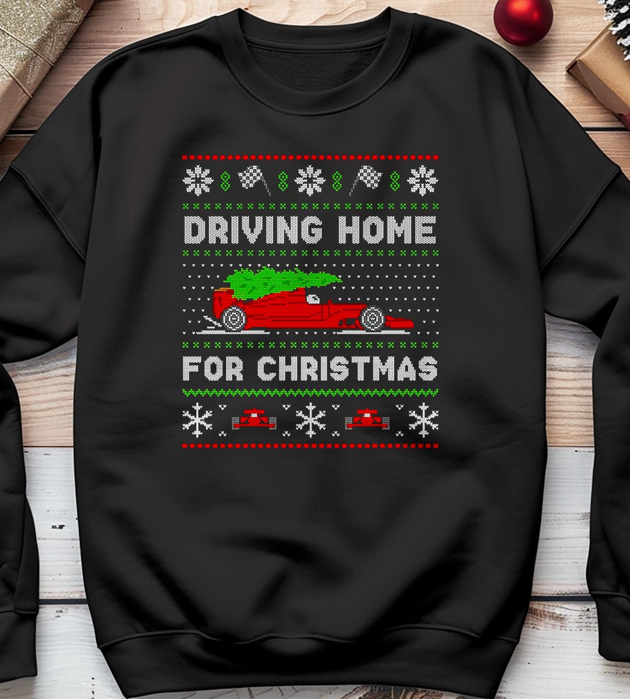 F1 Car Driving Home for Christmas Sweatshirt