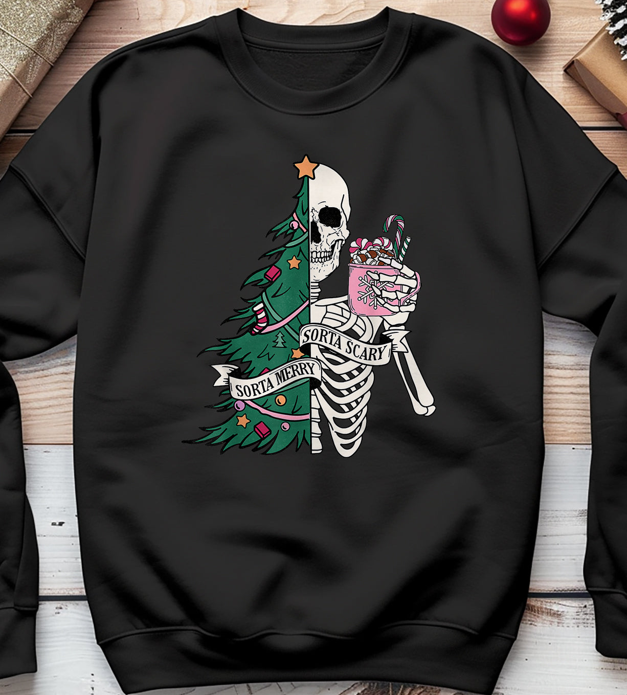 Sorta Merry, Sorta Scary Skeleton Sweatshirt