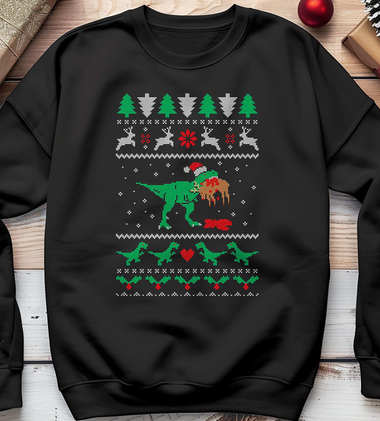 T-Rex-Reindeer-Eating Sweatshirt