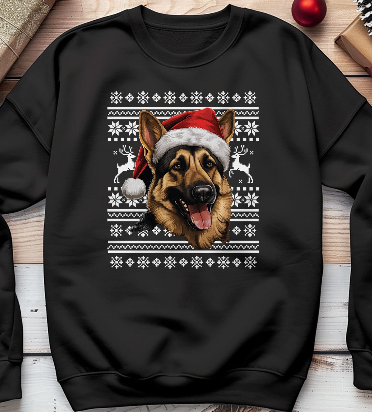 German Shepherd Santa Hat Sweatshirt