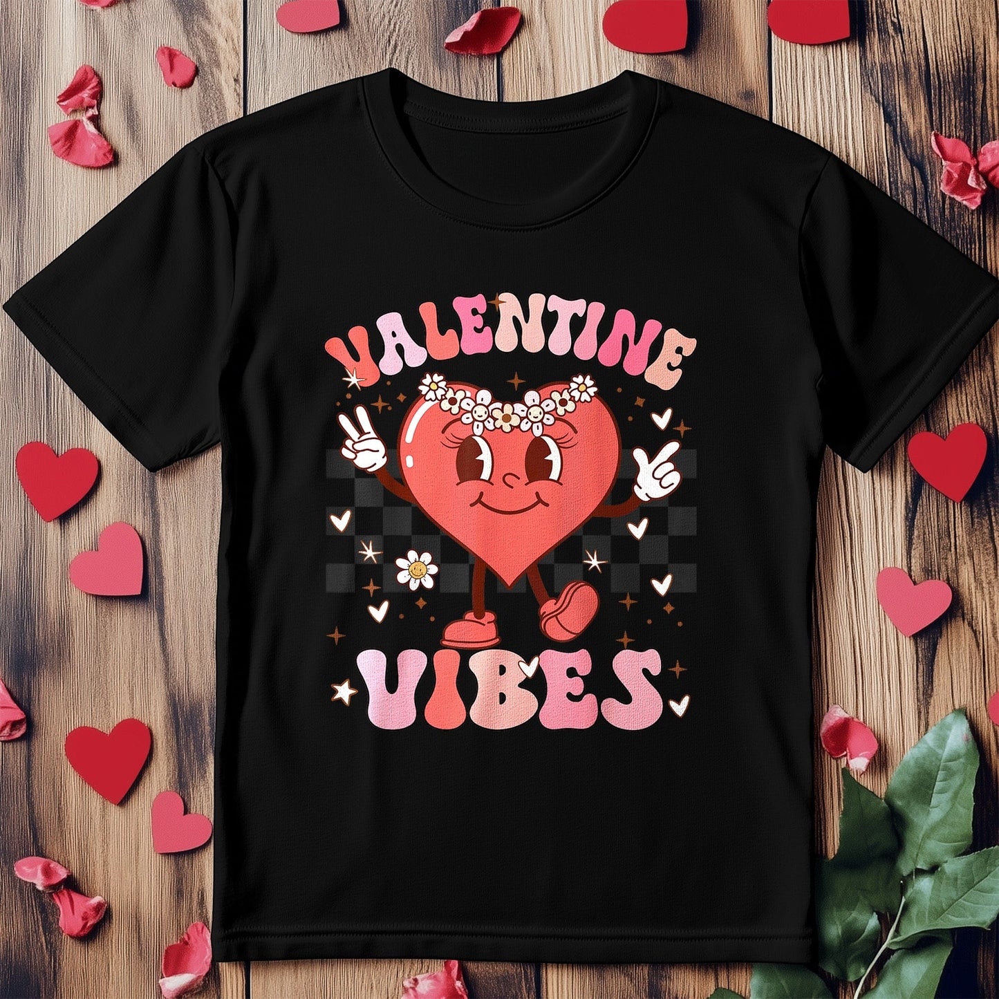 Groovy Valentine Vibes T-Shirt for Girls