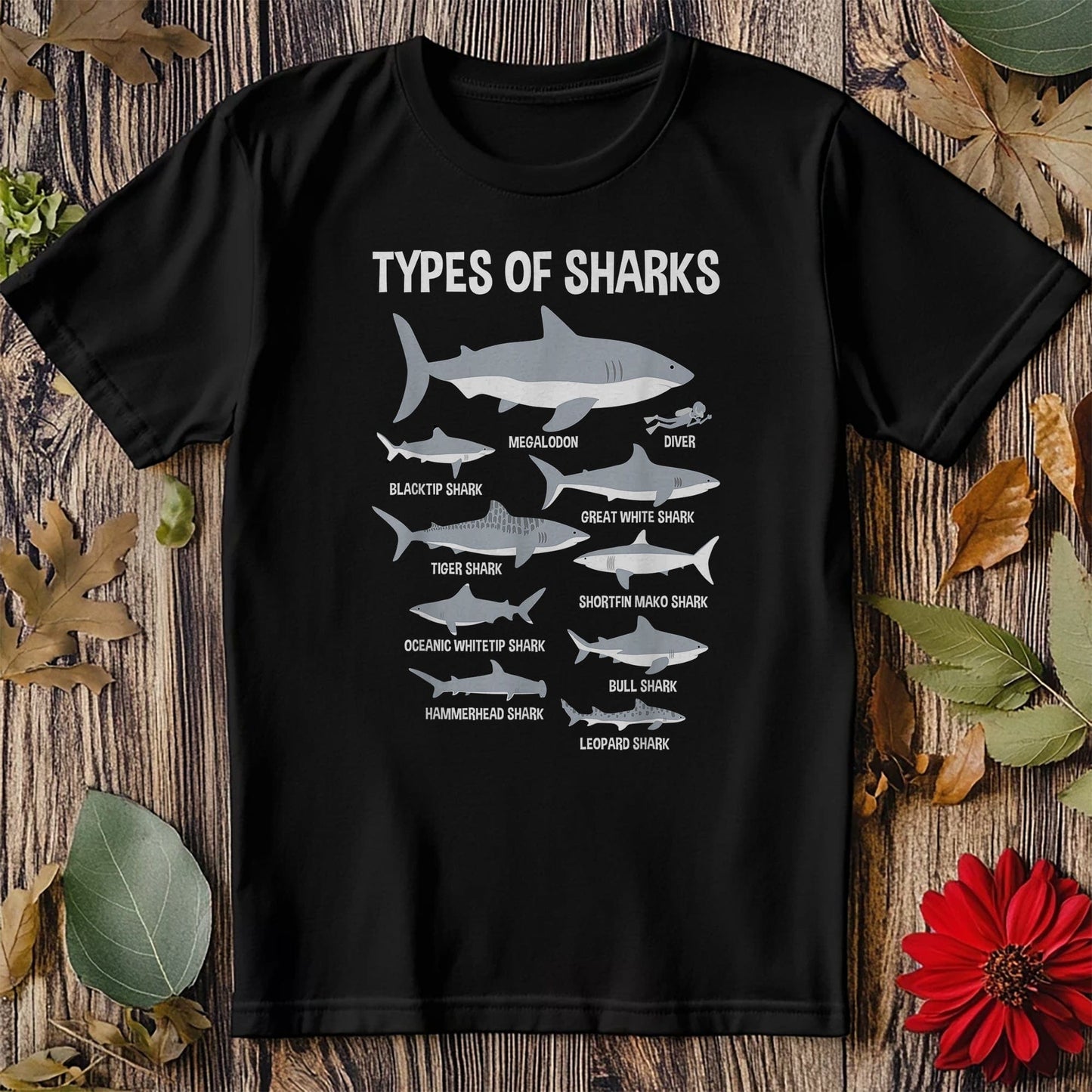 9 Types of Sharks T-shirt