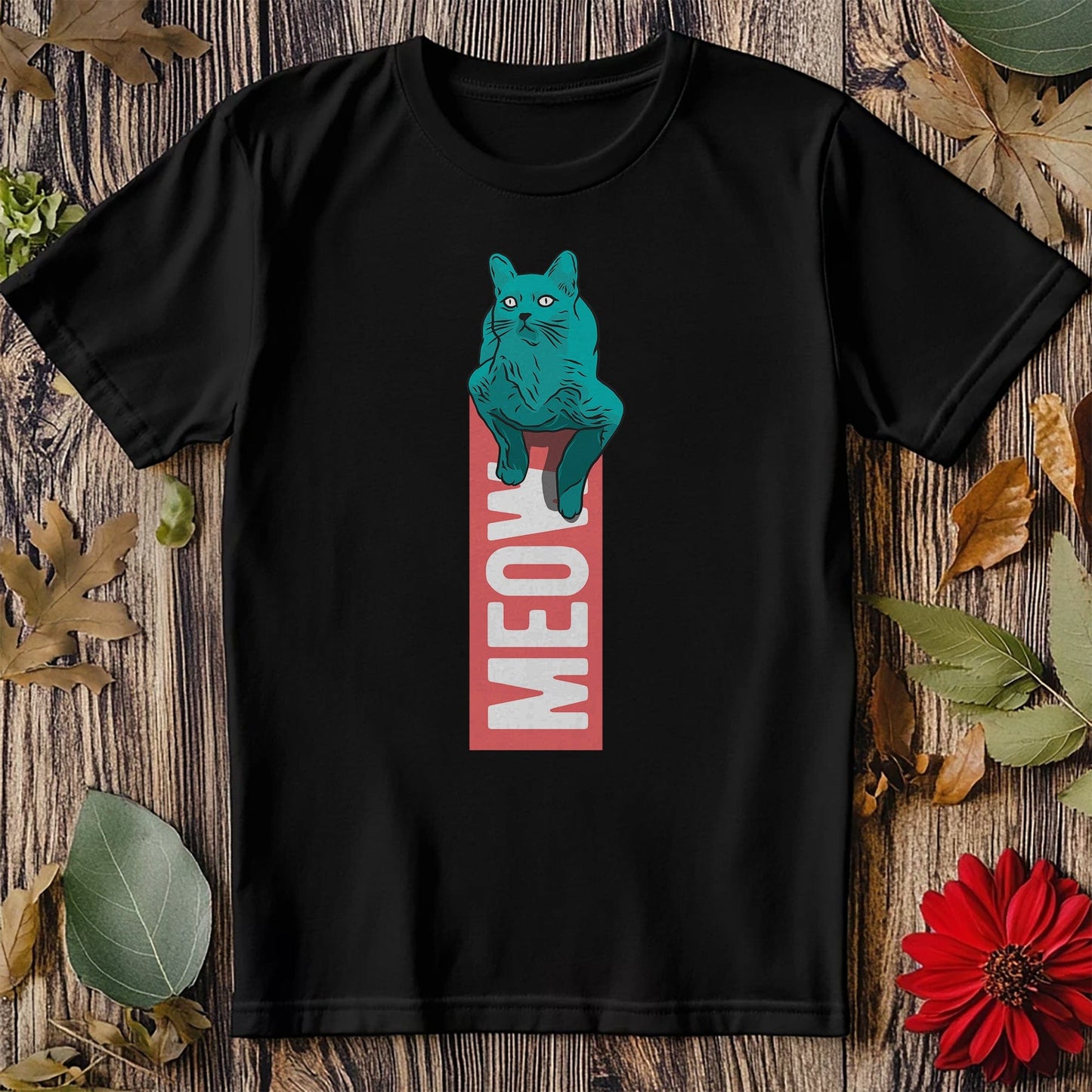 Cat Cyan Meow T-shirt