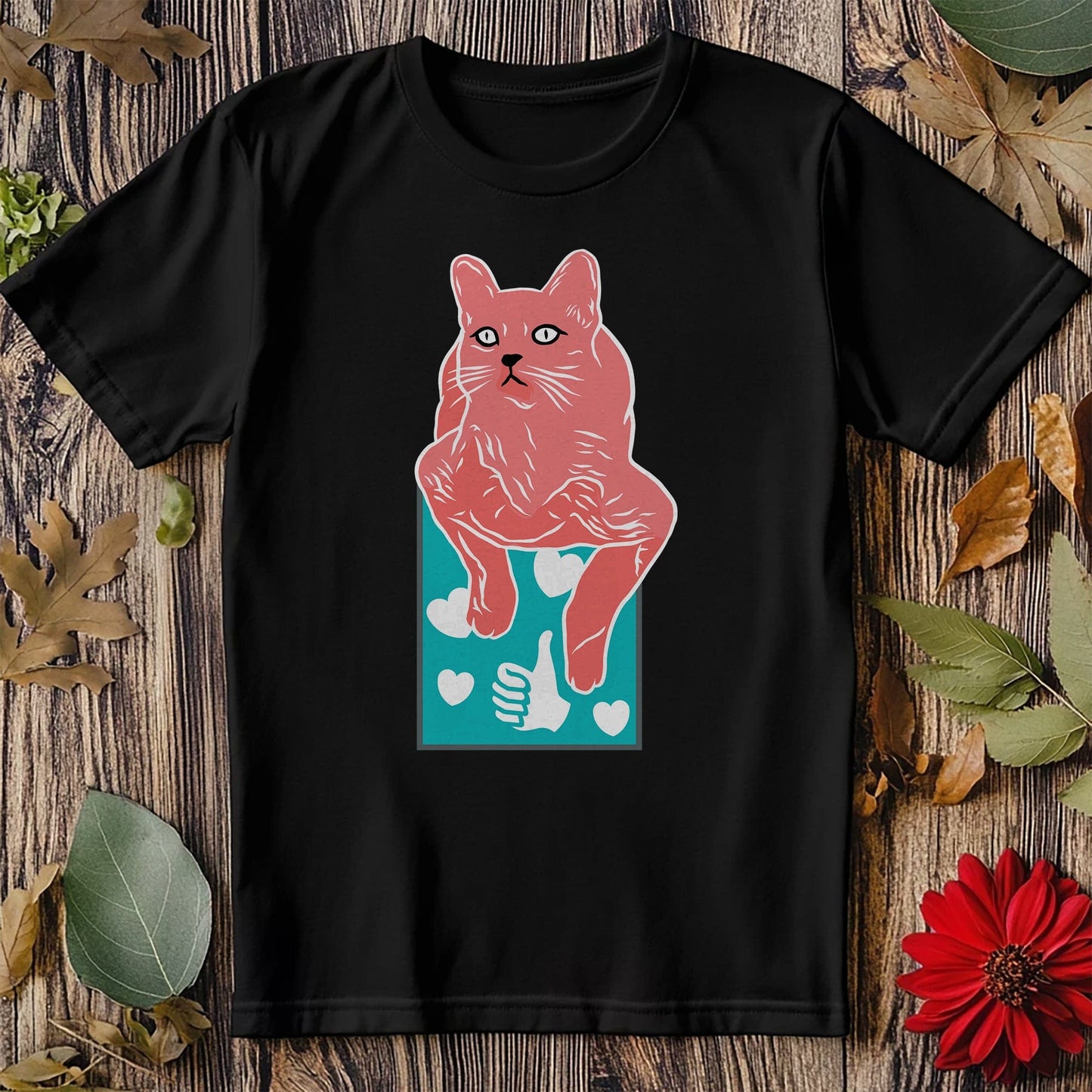 Cat Abstract Cyan T-Shirt -