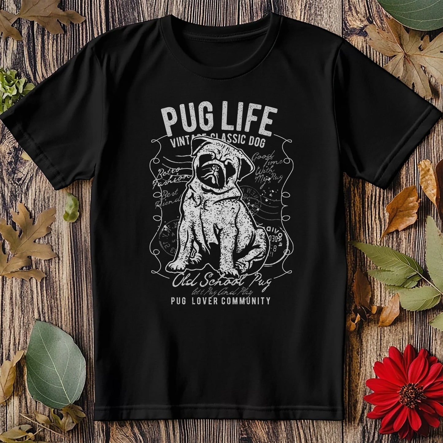 Pug Retro Old School T-Shirt -