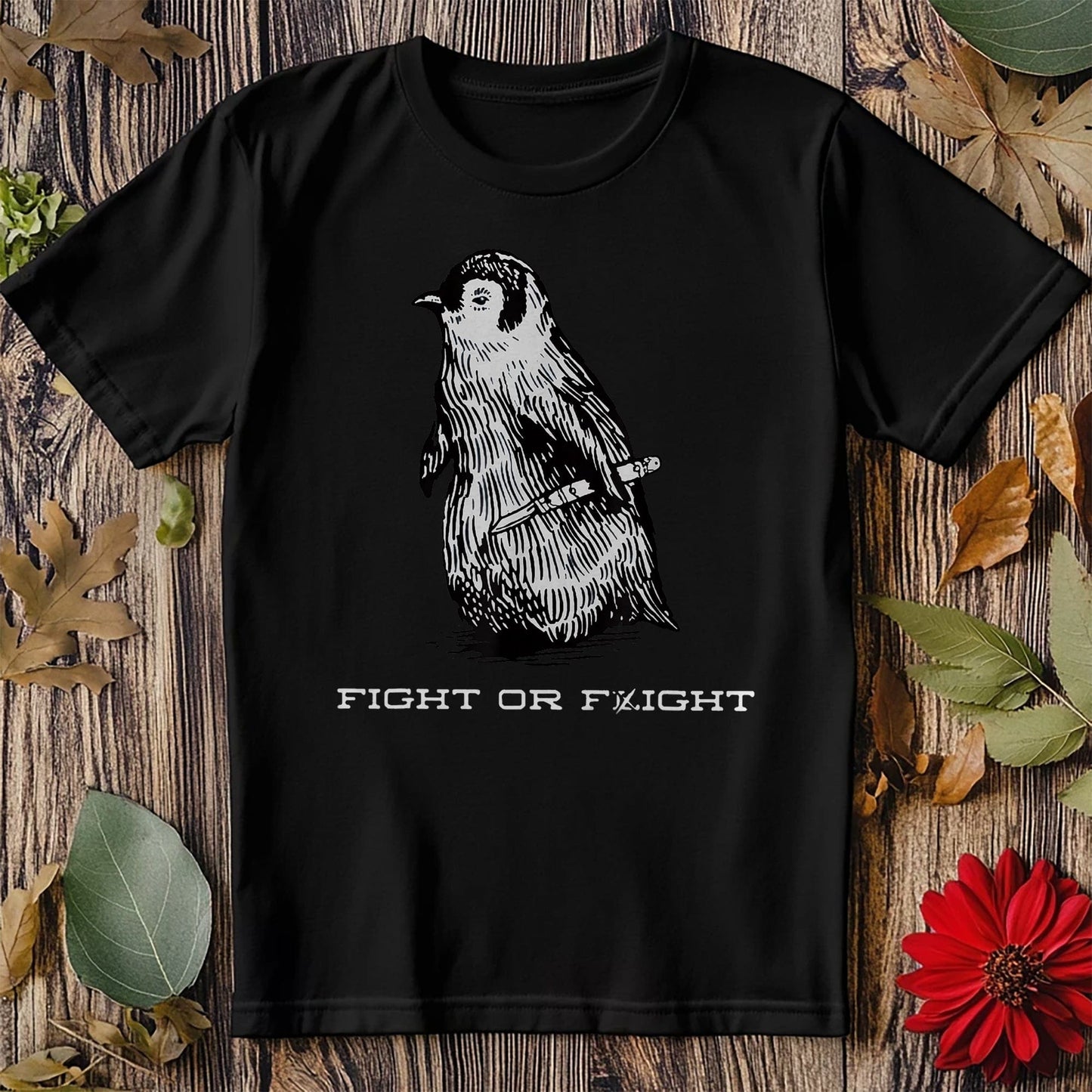 Fight or Flight Funny Penguin T-shirt